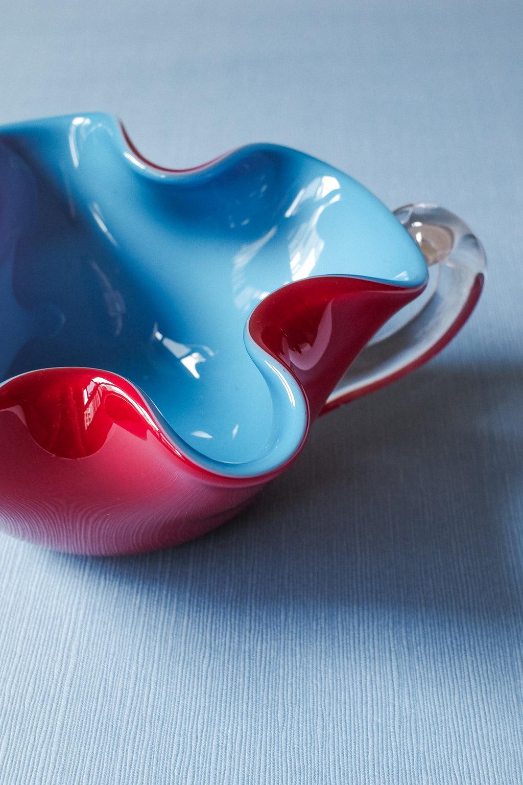 Vintage 手工雙色玻璃波浪杯