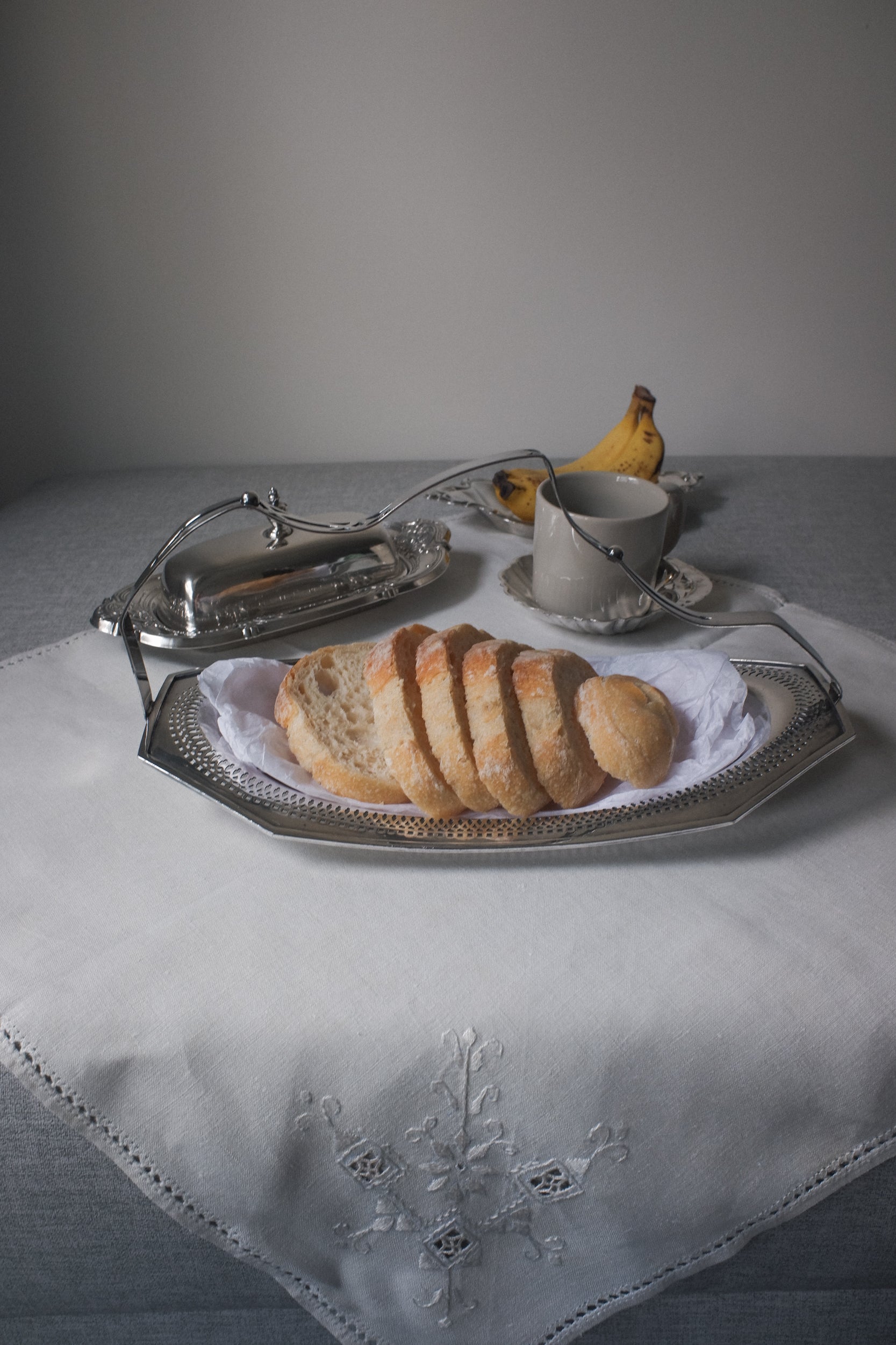 Vintage 1940's曲線手把鍍銀提盤