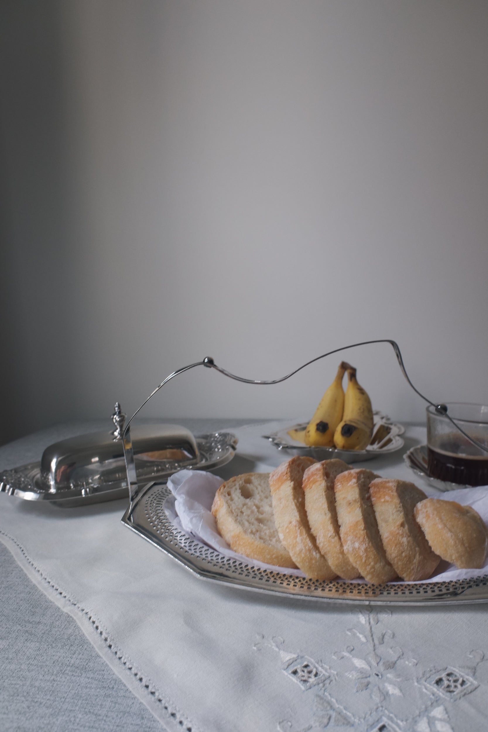 Vintage 1940's曲線手把鍍銀提盤