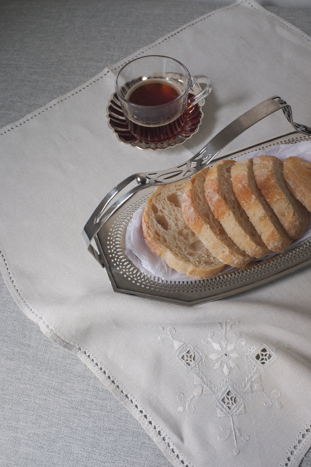 Vintage 1940's曲線手把鍍銀提盤