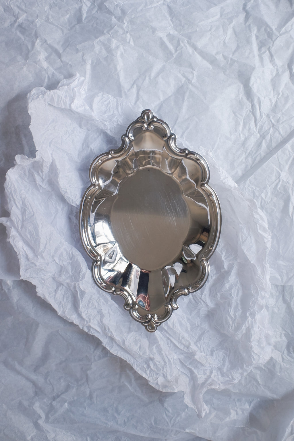 Vintage 花邊映光鍍銀盤