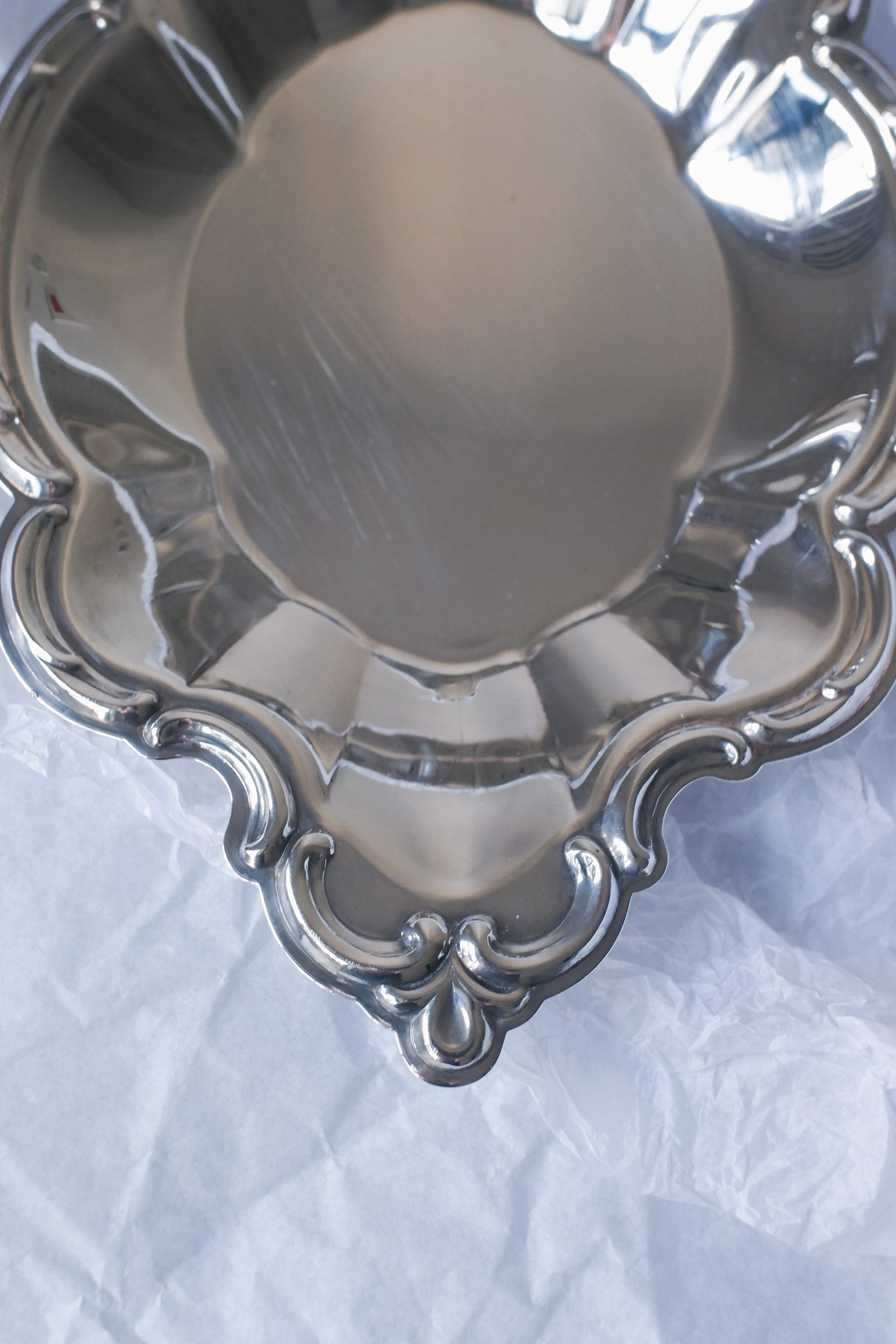 Vintage 花邊映光鍍銀盤