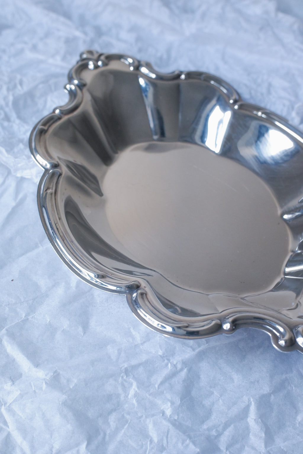 Vintage 花邊映光鍍銀盤