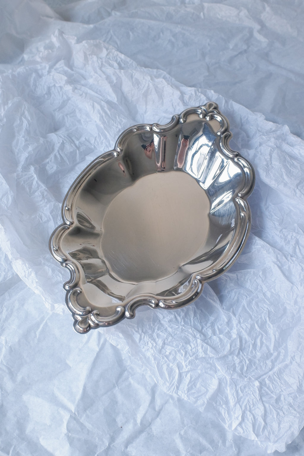 Vintage 花邊映光鍍銀盤