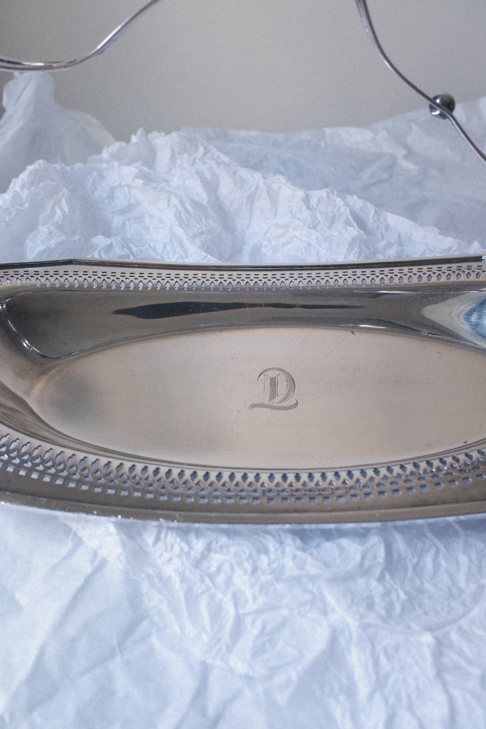 Vintage 1940's曲線手把鍍銀提盤