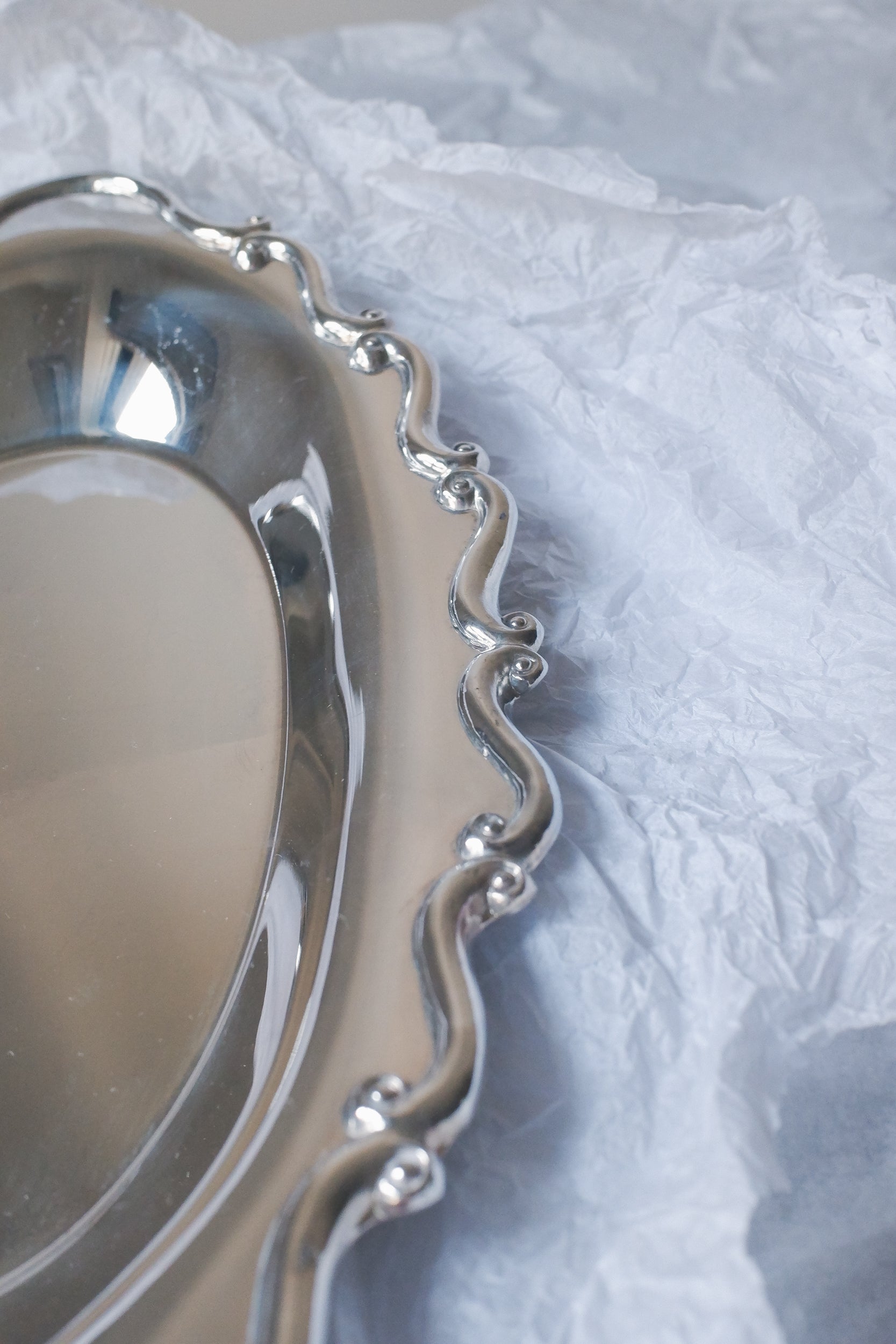 Vintage 波浪映光鍍銀盤