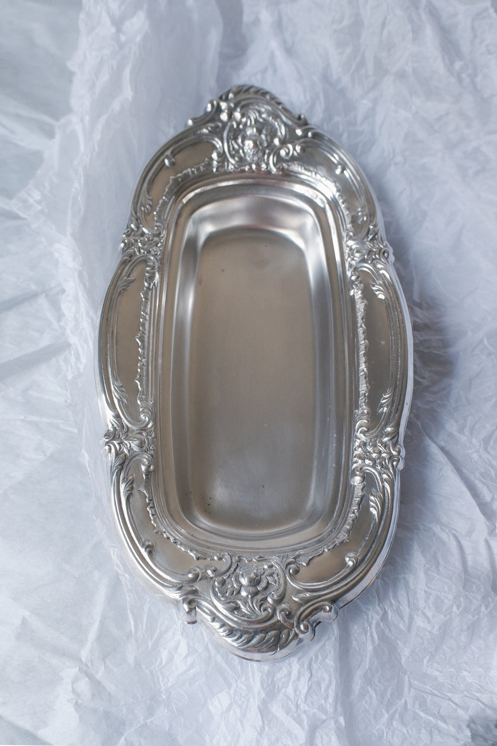 Vintage 雕飾鍍銀蓋盤