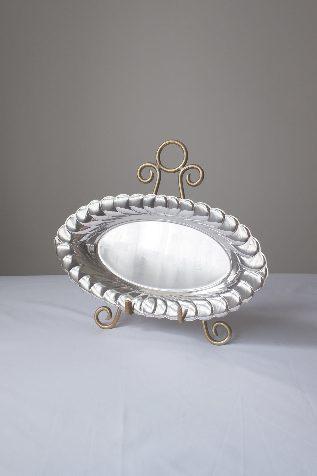 Vintage 波形邊映光鍍銀盤