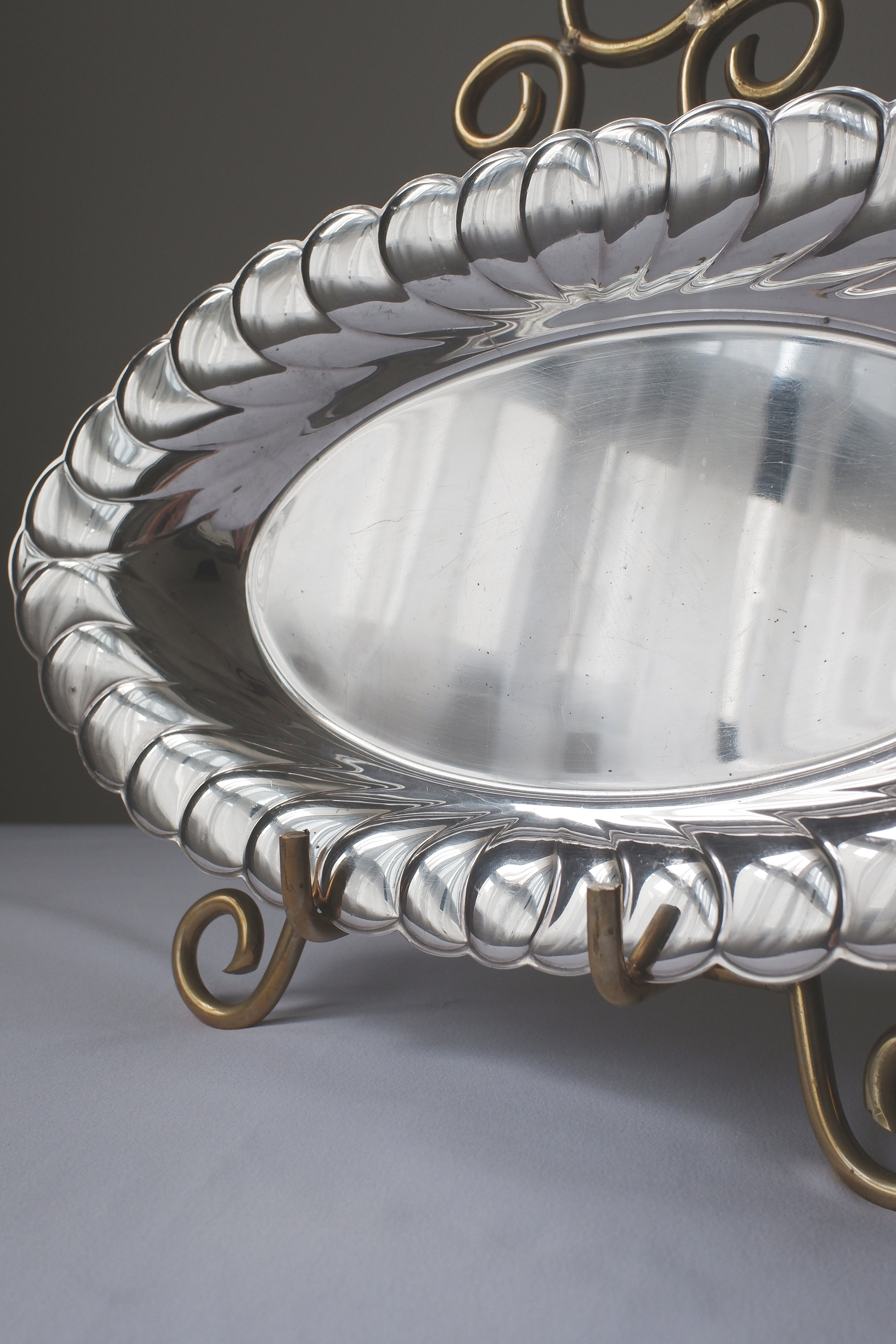 Vintage 波形邊映光鍍銀盤