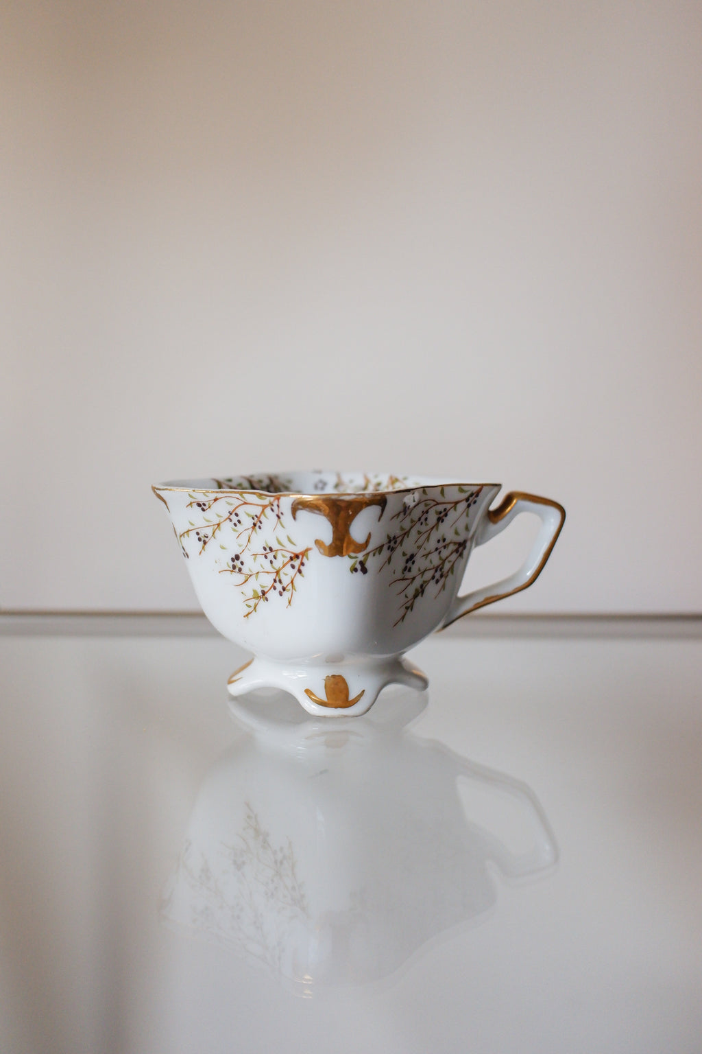 Vintage 花草金邊瓷杯
