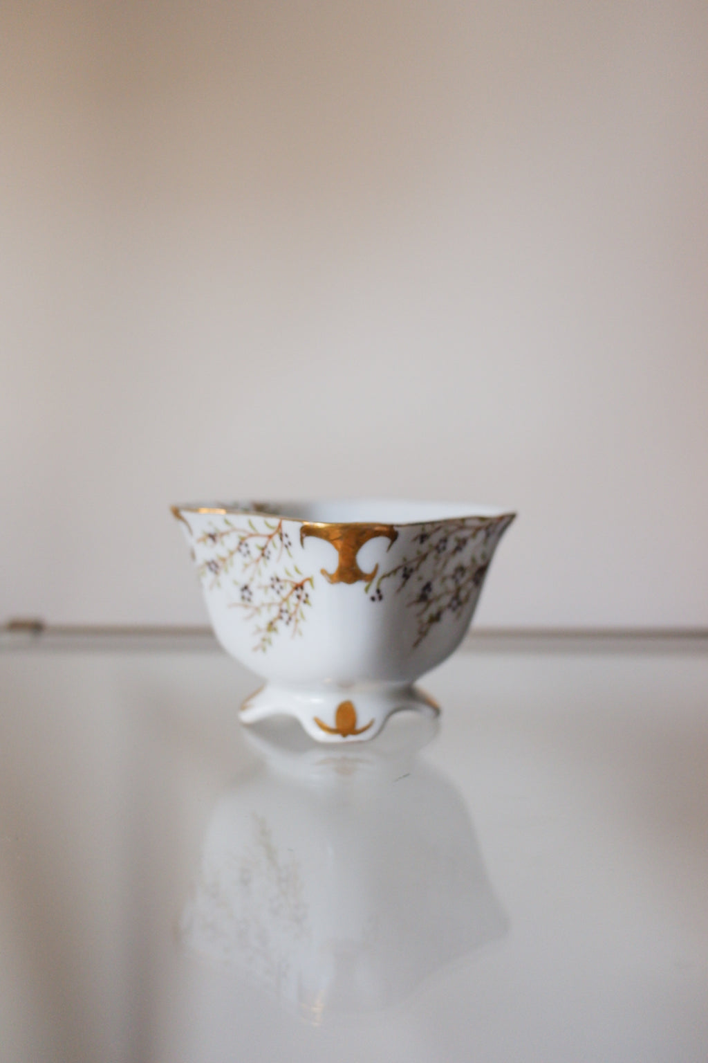 Vintage 花草金邊瓷杯