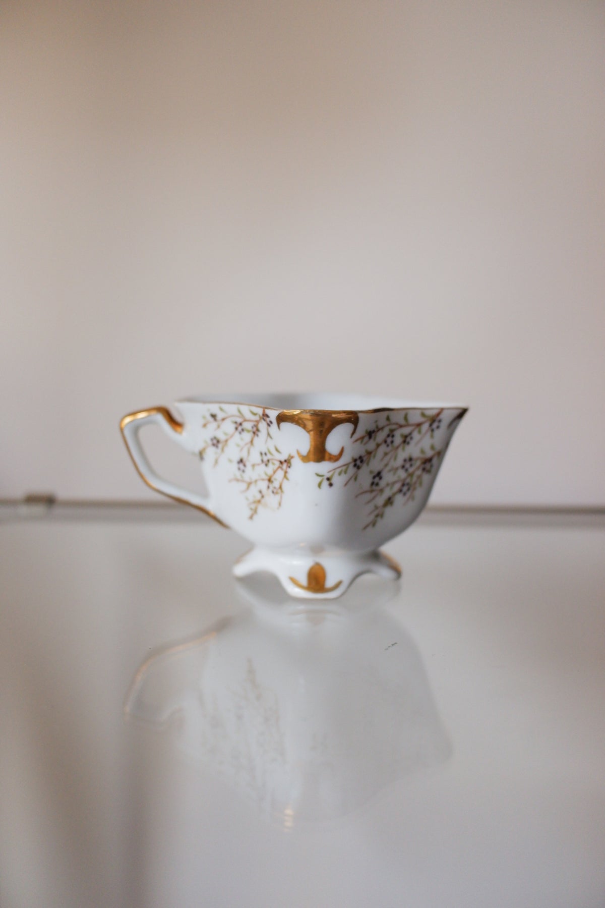 Vintage 花草金邊瓷杯
