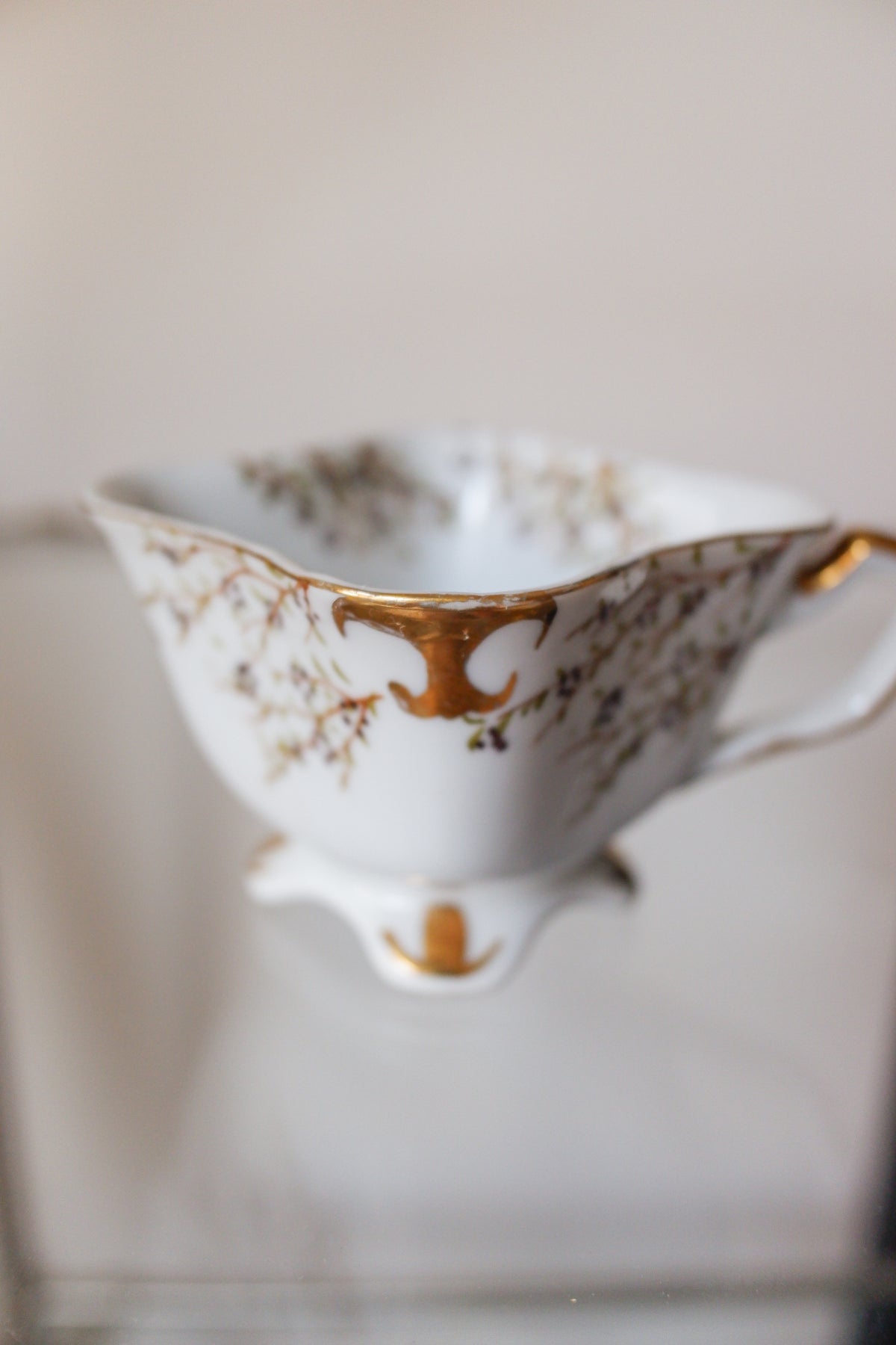 Vintage 花草金邊瓷杯