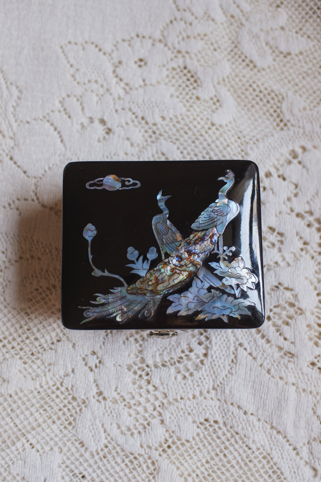 Vintage 鮑魚貝鑲嵌首飾鏡盒