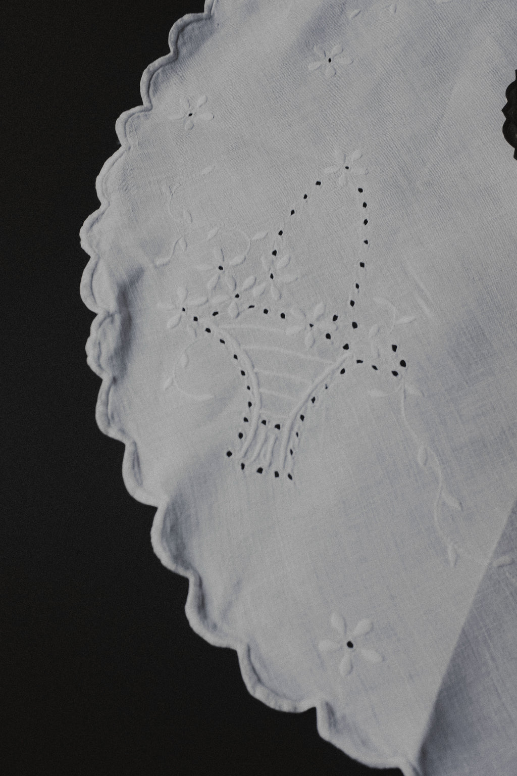 Vintage 圓型棉麻桌巾