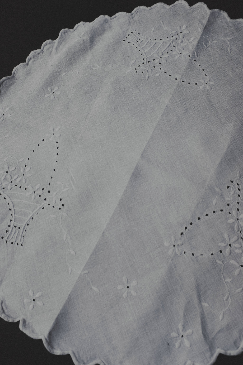 Vintage 圓型棉麻桌巾