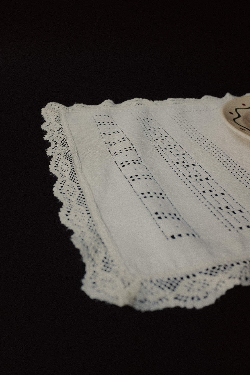 Vintage 米色蕾絲桌巾(ㄧ組兩張)