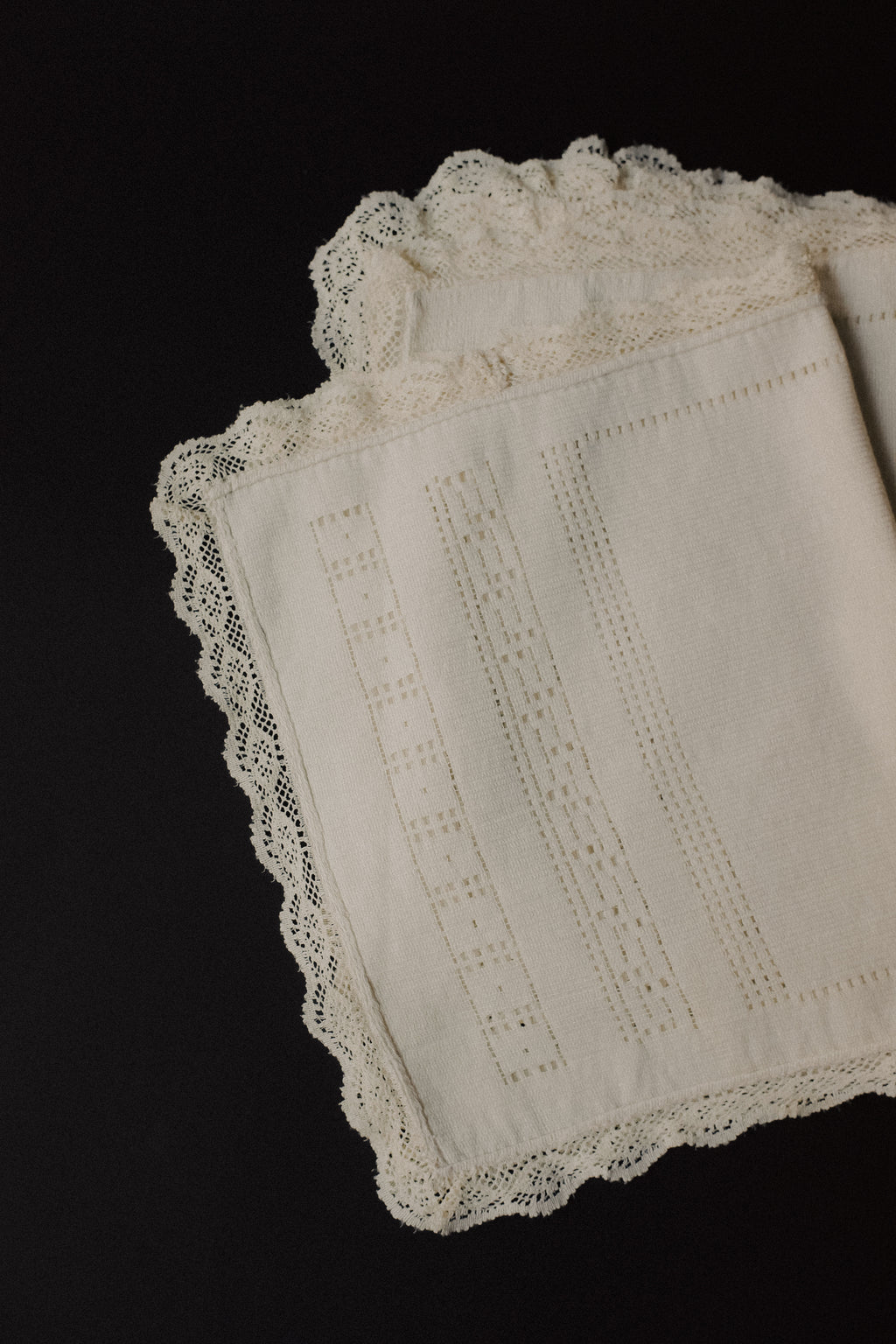 Vintage 米色蕾絲桌巾(ㄧ組兩張)