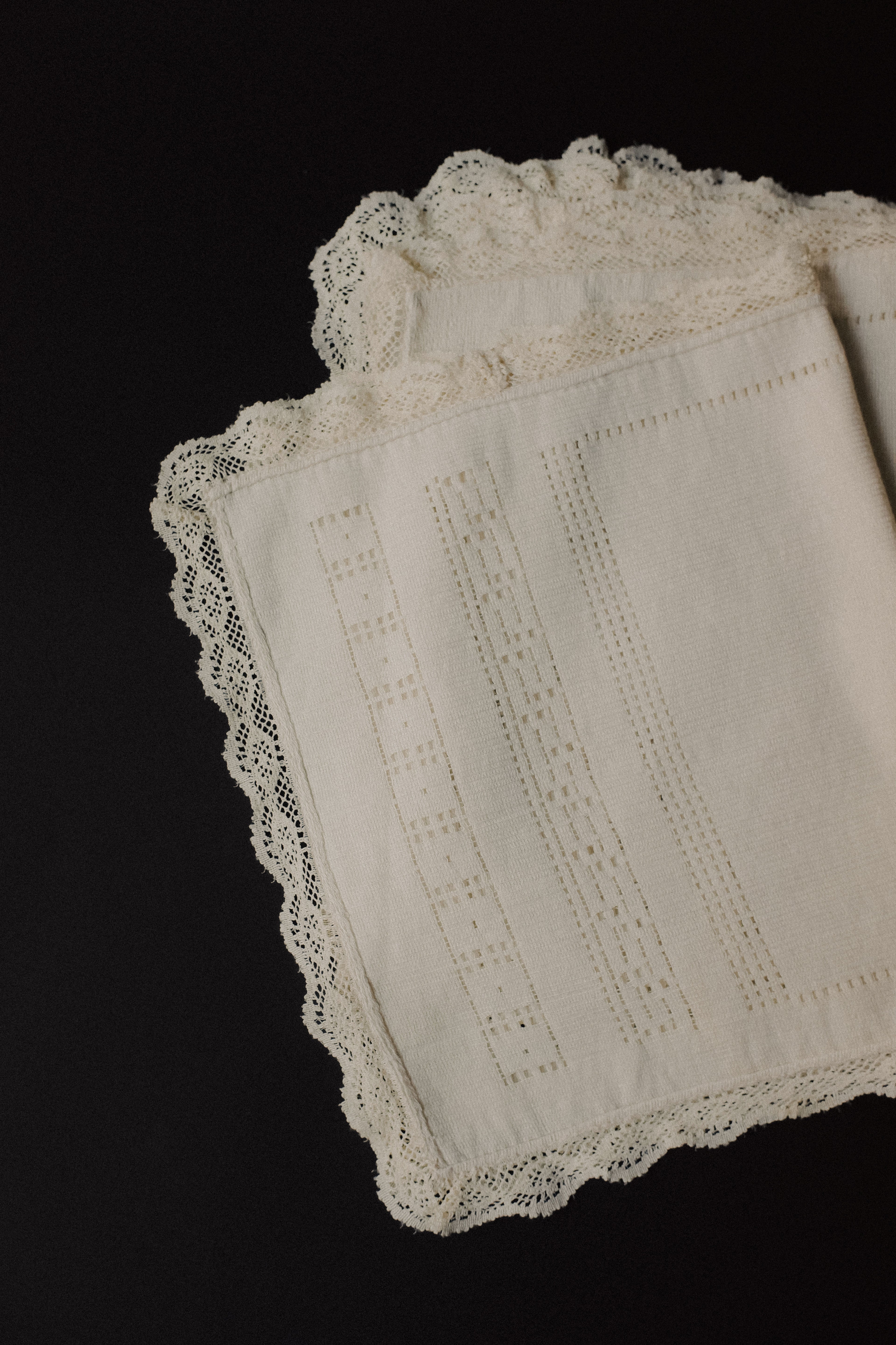 Vintage 米色蕾絲桌巾(ㄧ組兩張)