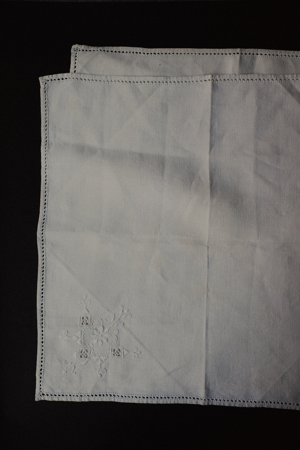 Vintage 米灰色棉麻桌巾(ㄧ組兩張)