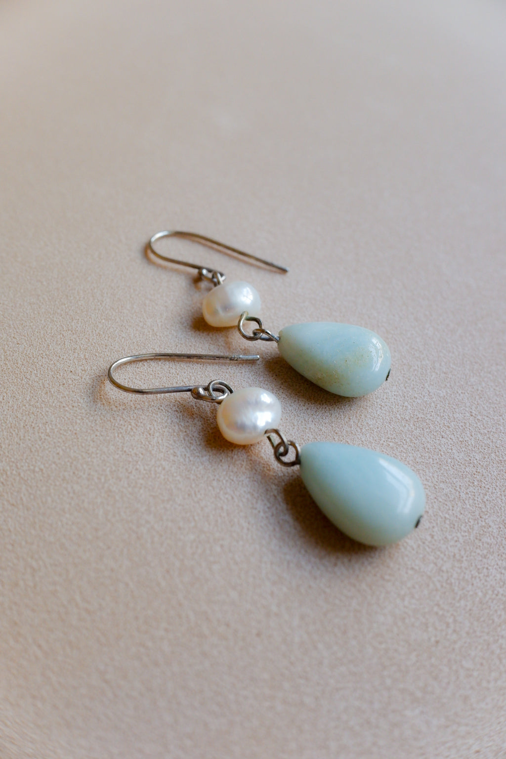 Vintage 珍珠綠瑪瑙古董耳環