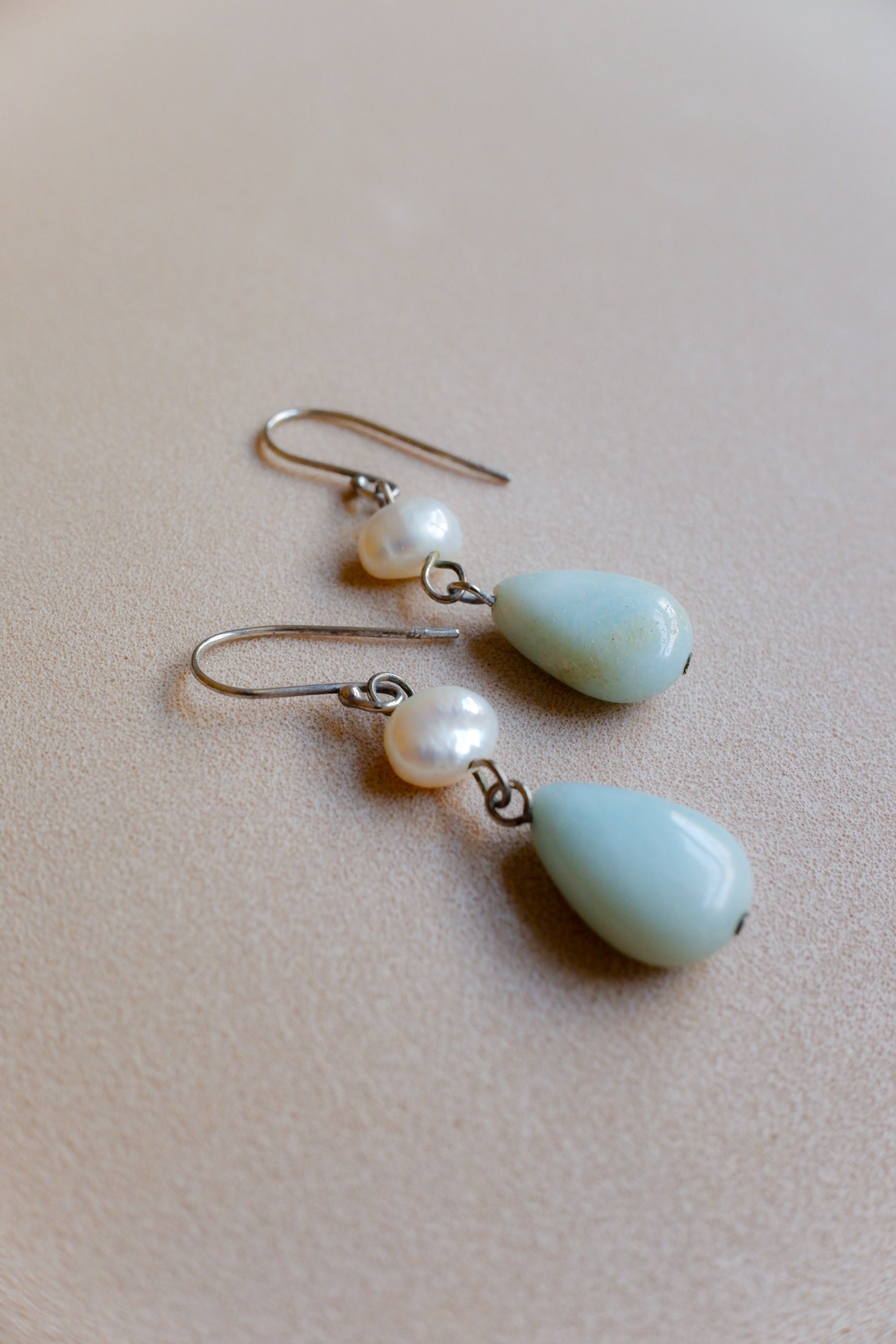 Vintage 珍珠綠瑪瑙古董耳環