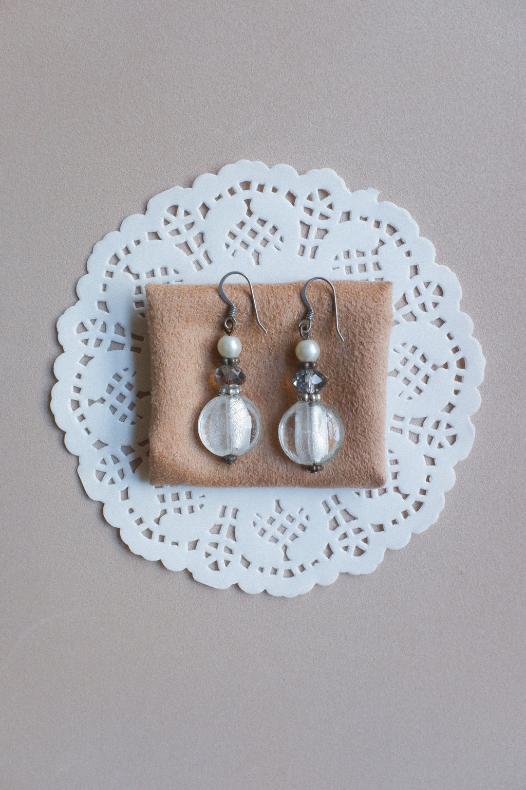 Vintage 水晶質感玻璃耳環