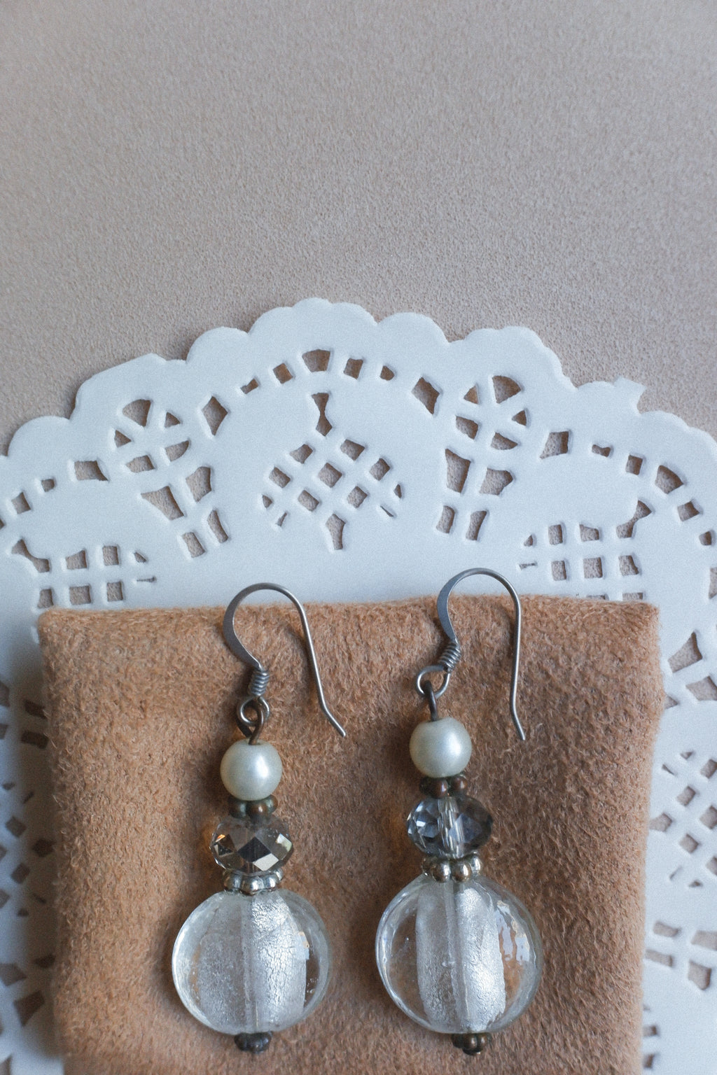 Vintage 水晶質感玻璃耳環