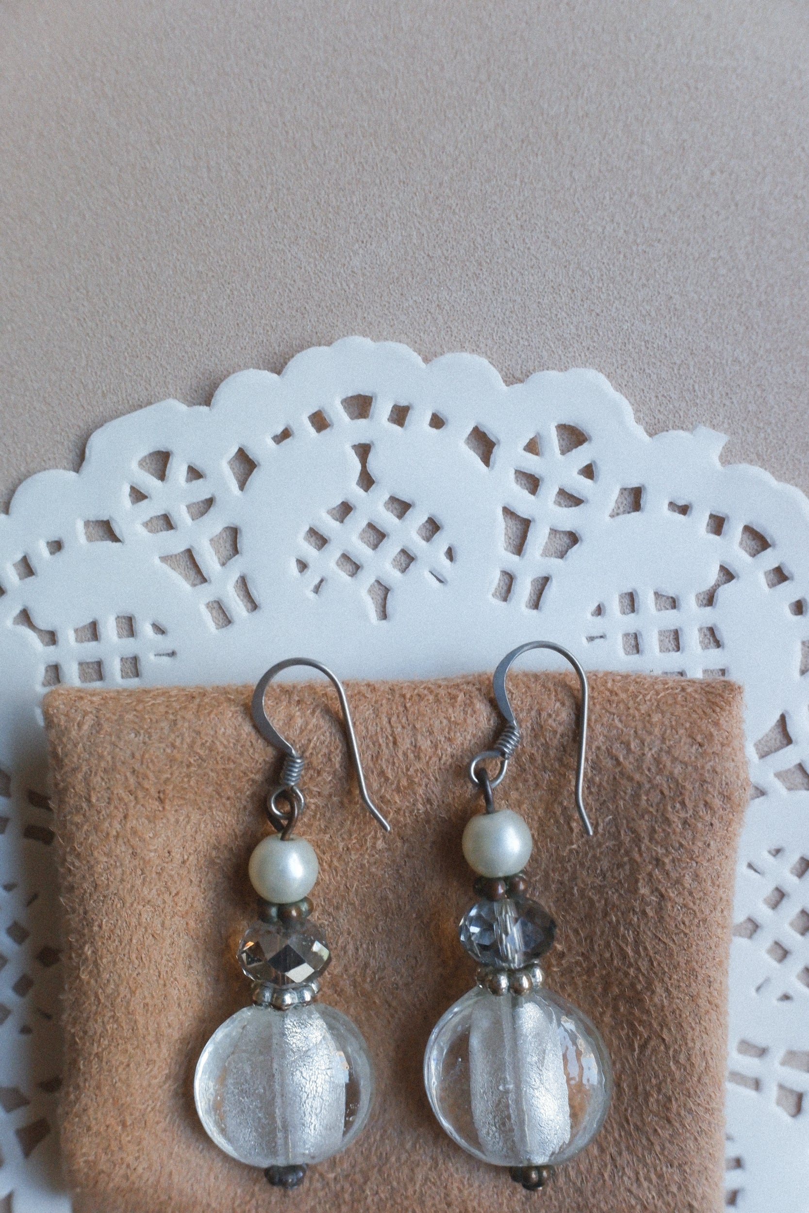 Vintage 水晶質感玻璃耳環