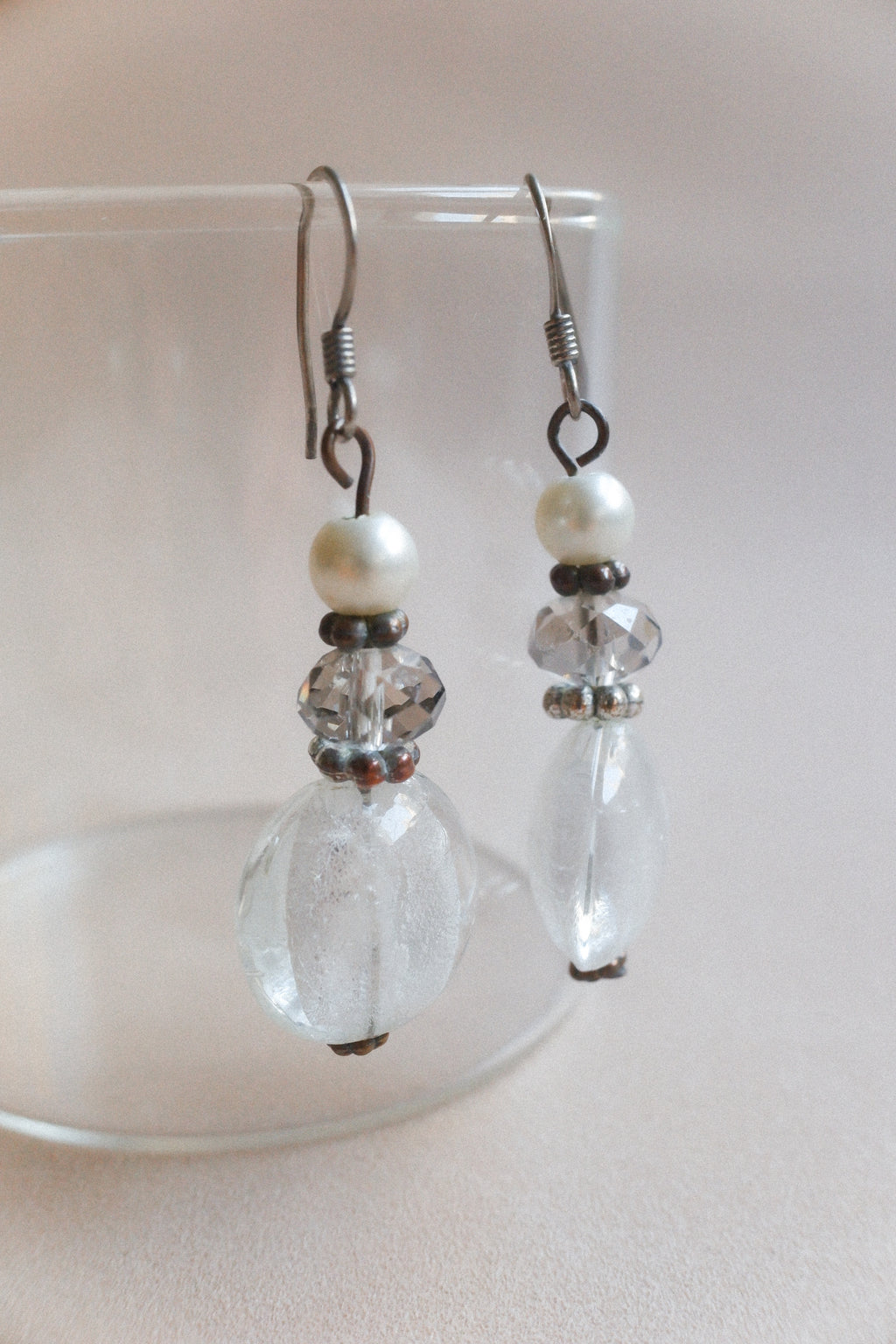Vintage 水晶質感玻璃耳環