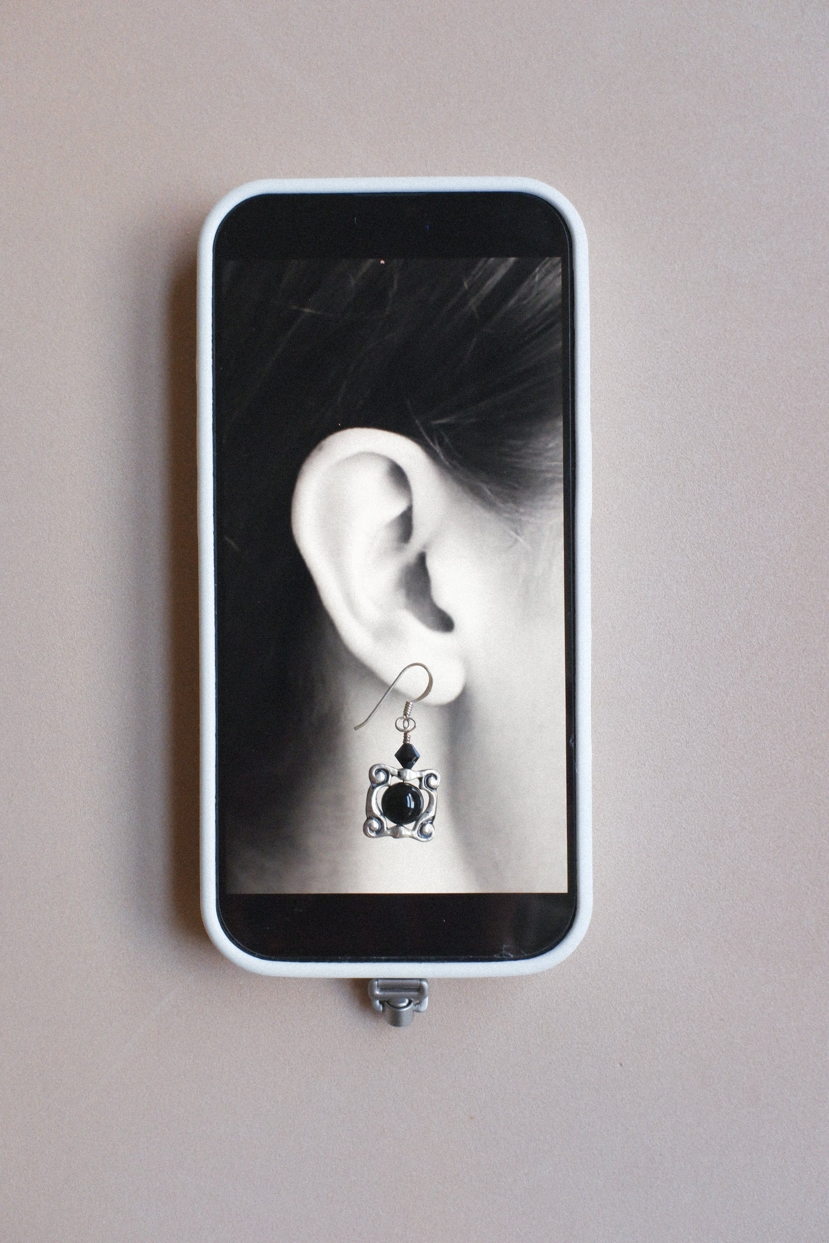 Vintage 黑瑪瑙垂墜耳環