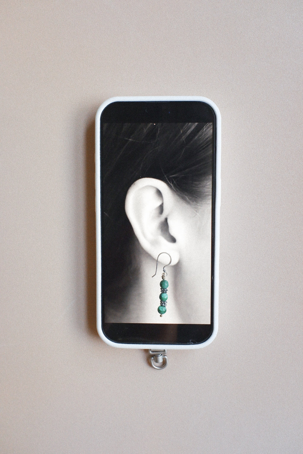 Vintage 綠松石珠飾垂墜耳環