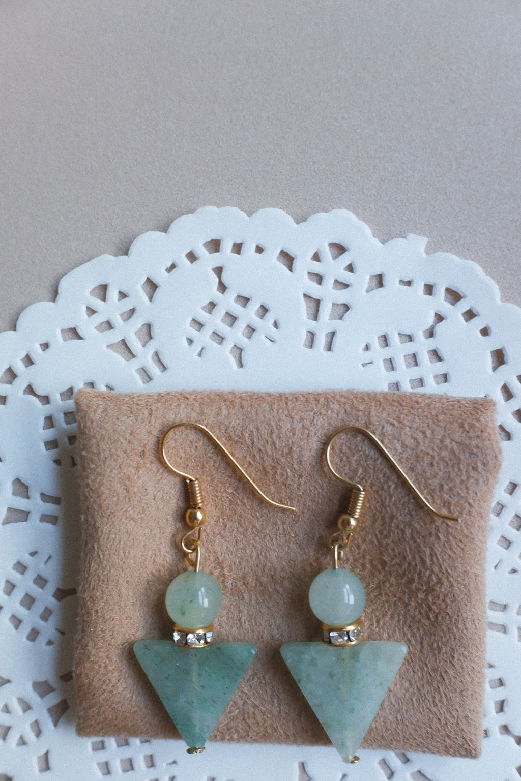 Vintage 翠綠玉石垂墜古董耳環