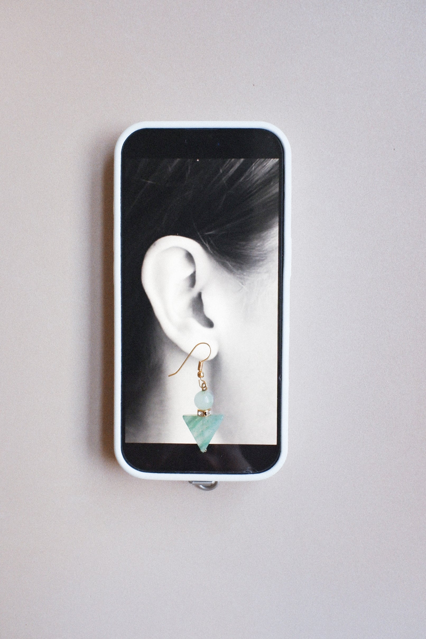 Vintage 翠綠玉石垂墜古董耳環