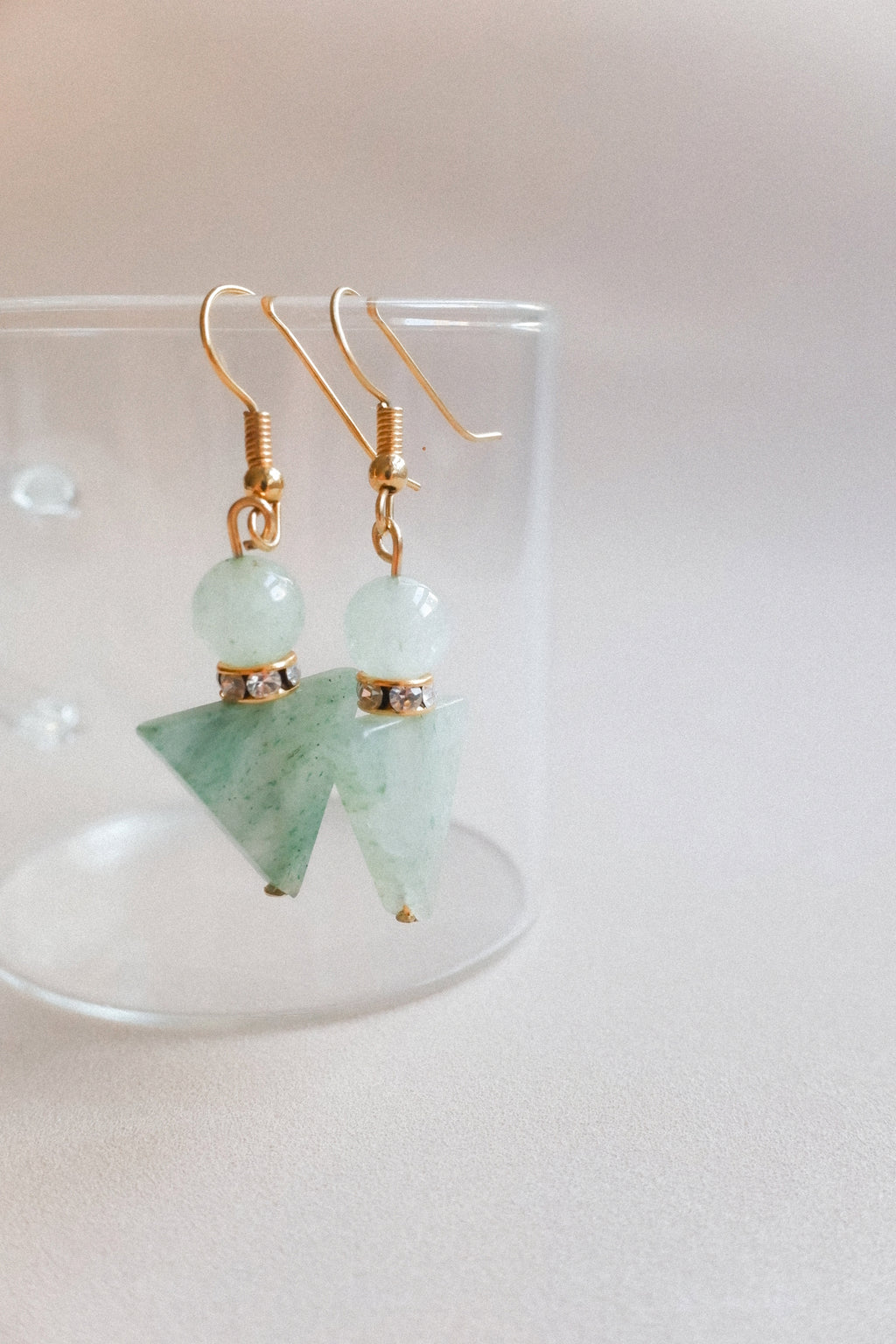 Vintage 翠綠玉石垂墜古董耳環