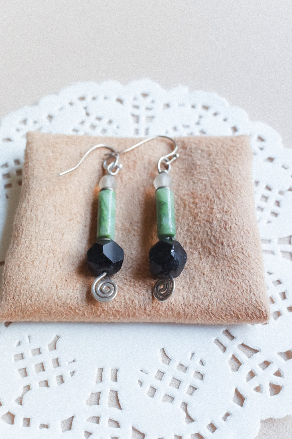 Vintage 瑪瑙石古董耳環