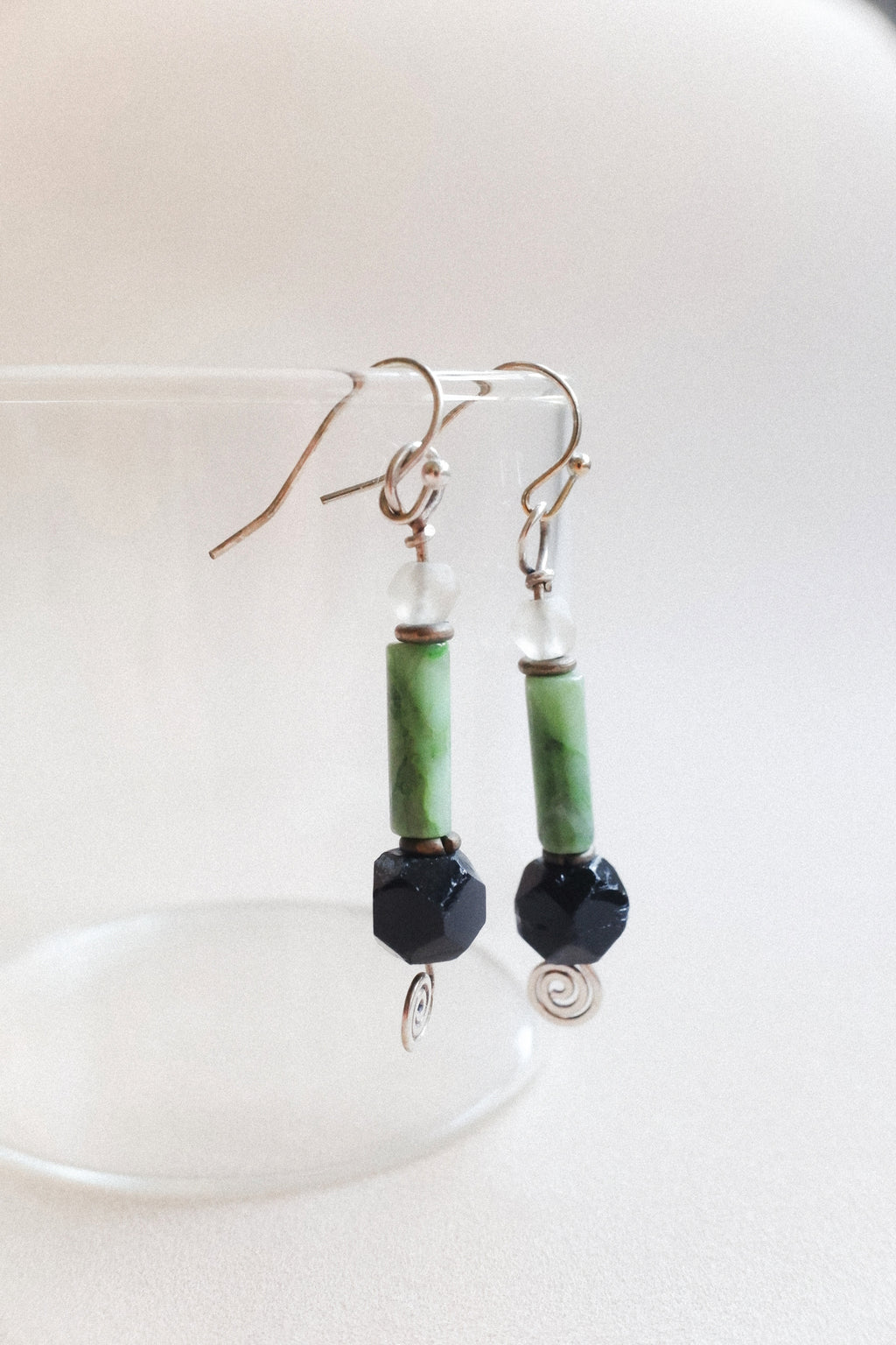 Vintage 瑪瑙石古董耳環