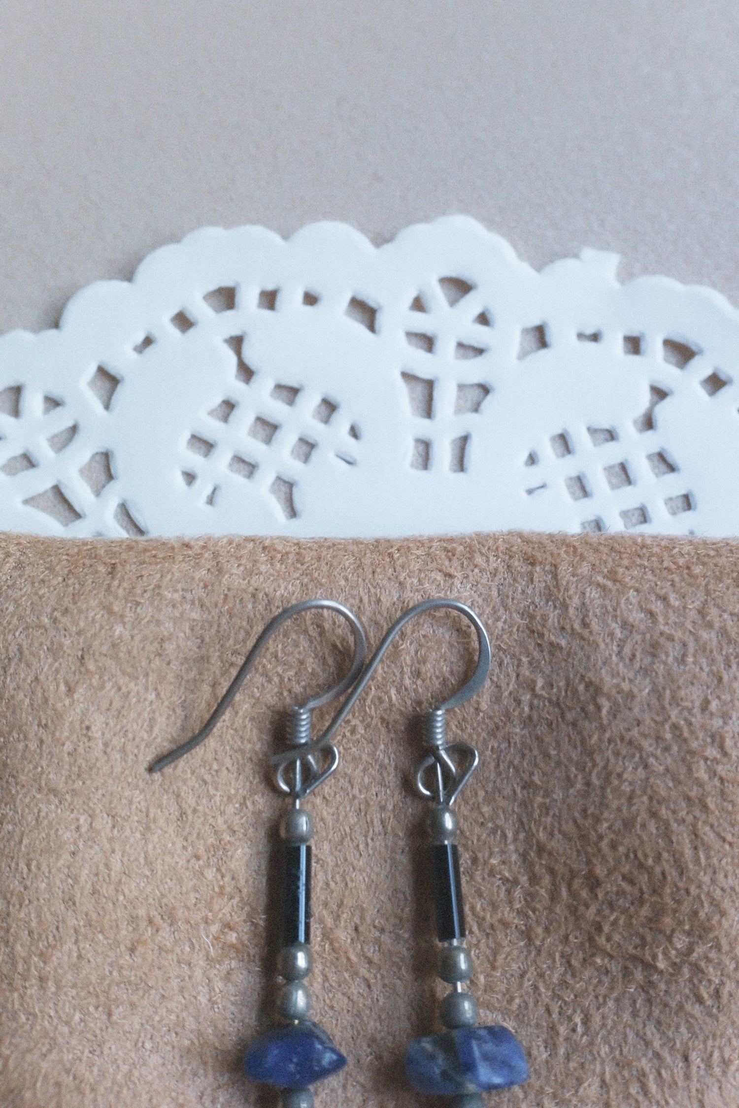 Vintage 藍色天然石古董耳環