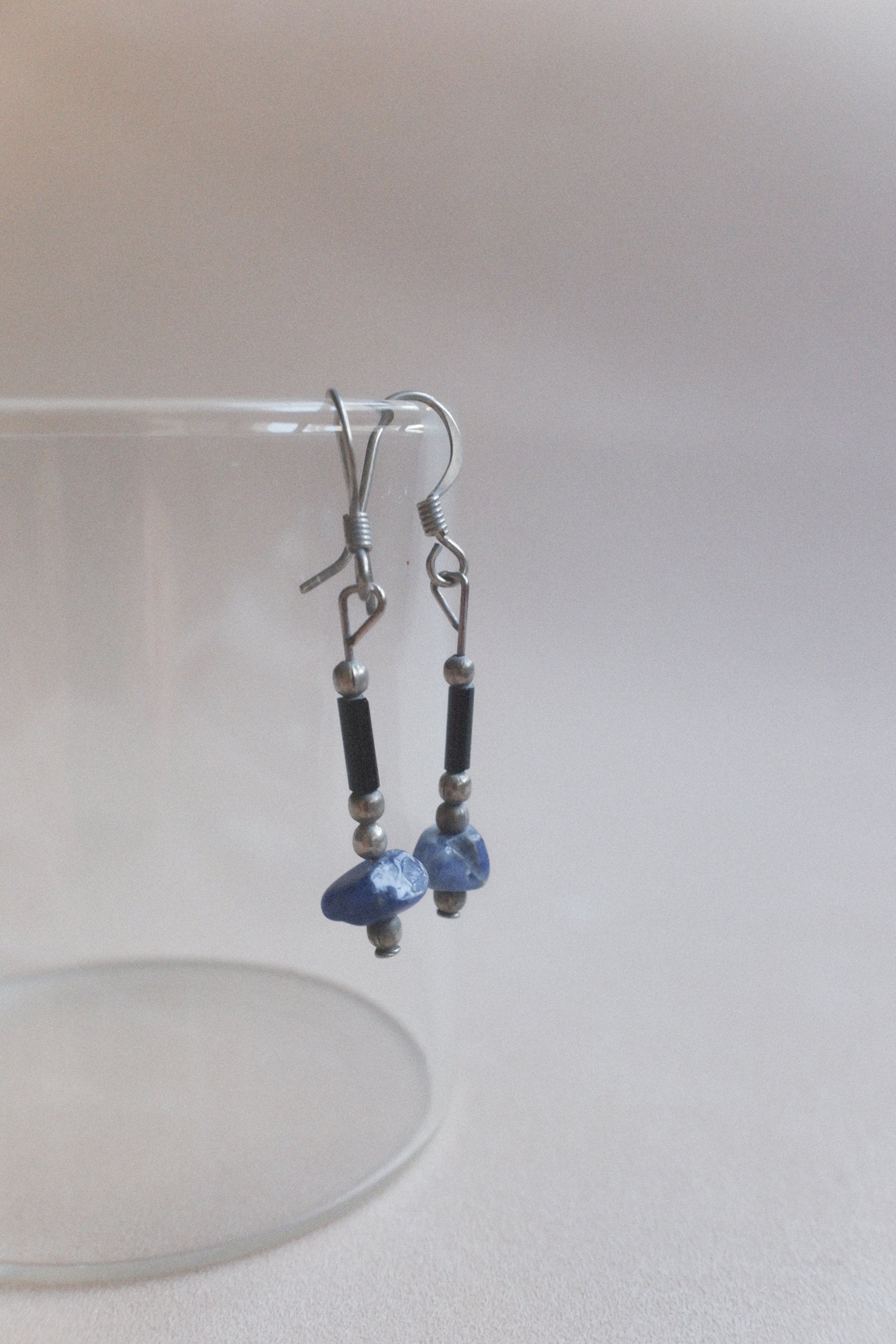 Vintage 藍色天然石古董耳環