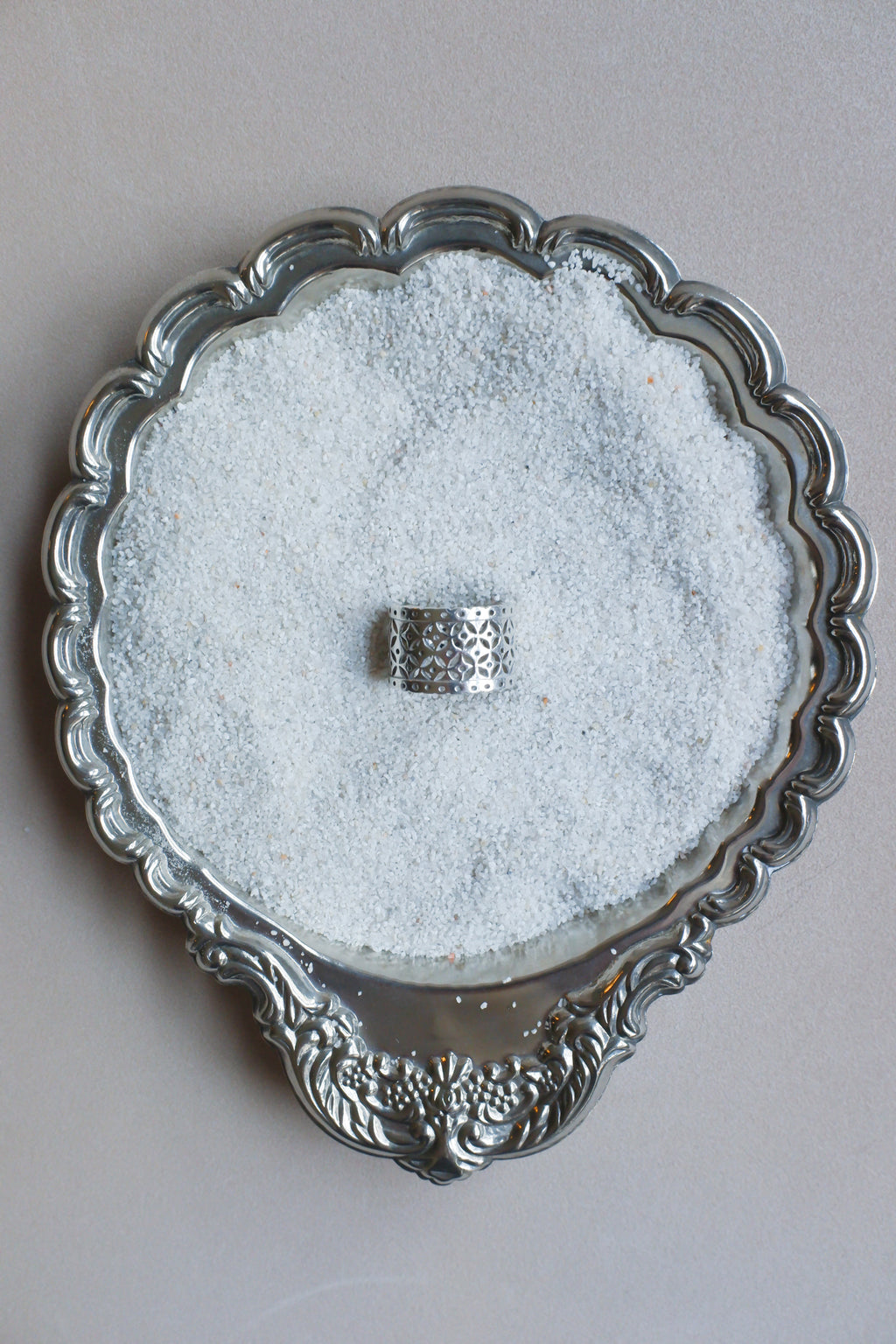 Vintage 純銀雕花古董寬戒