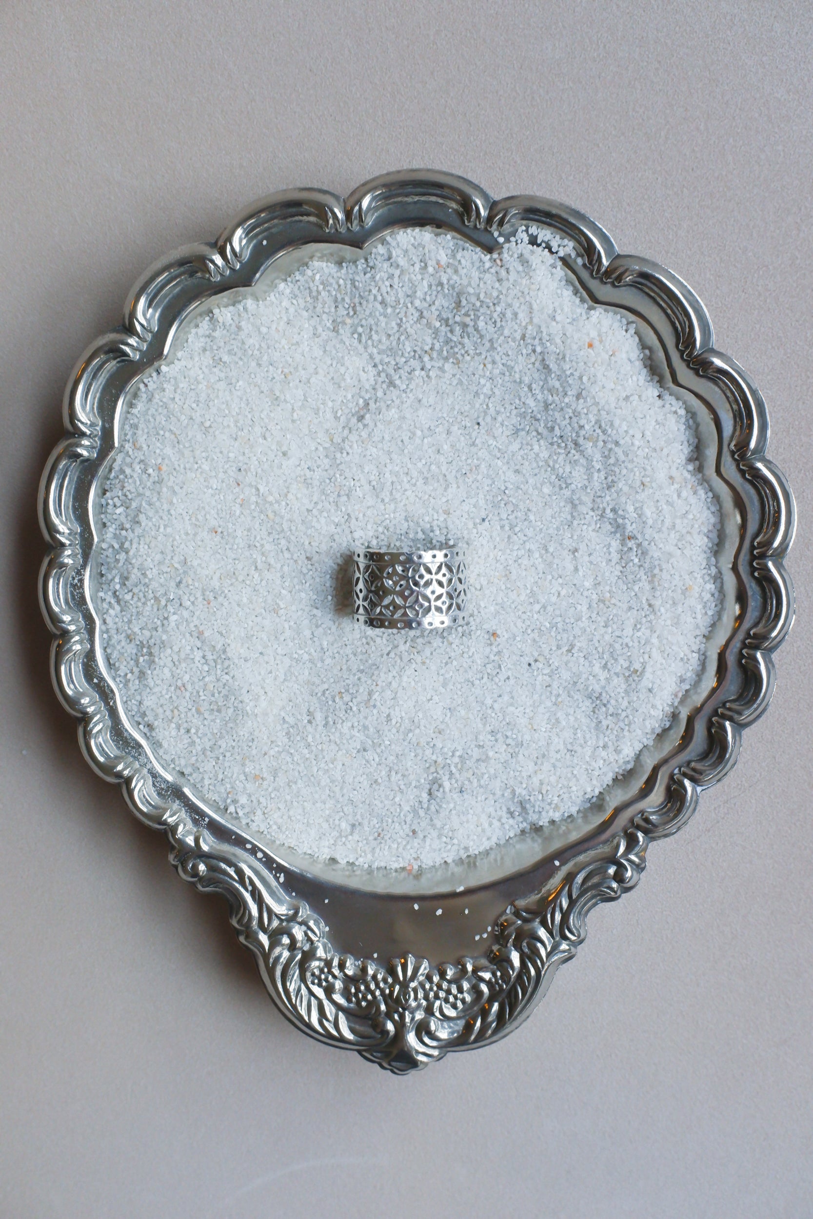 Vintage 純銀雕花古董寬戒