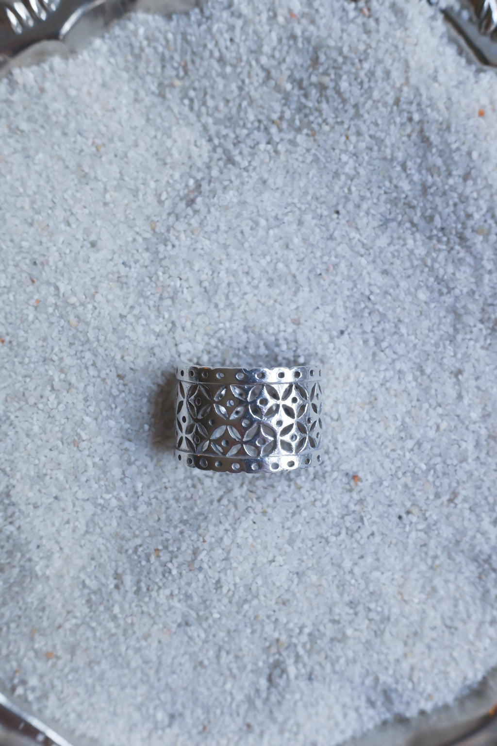 Vintage 純銀雕花古董寬戒