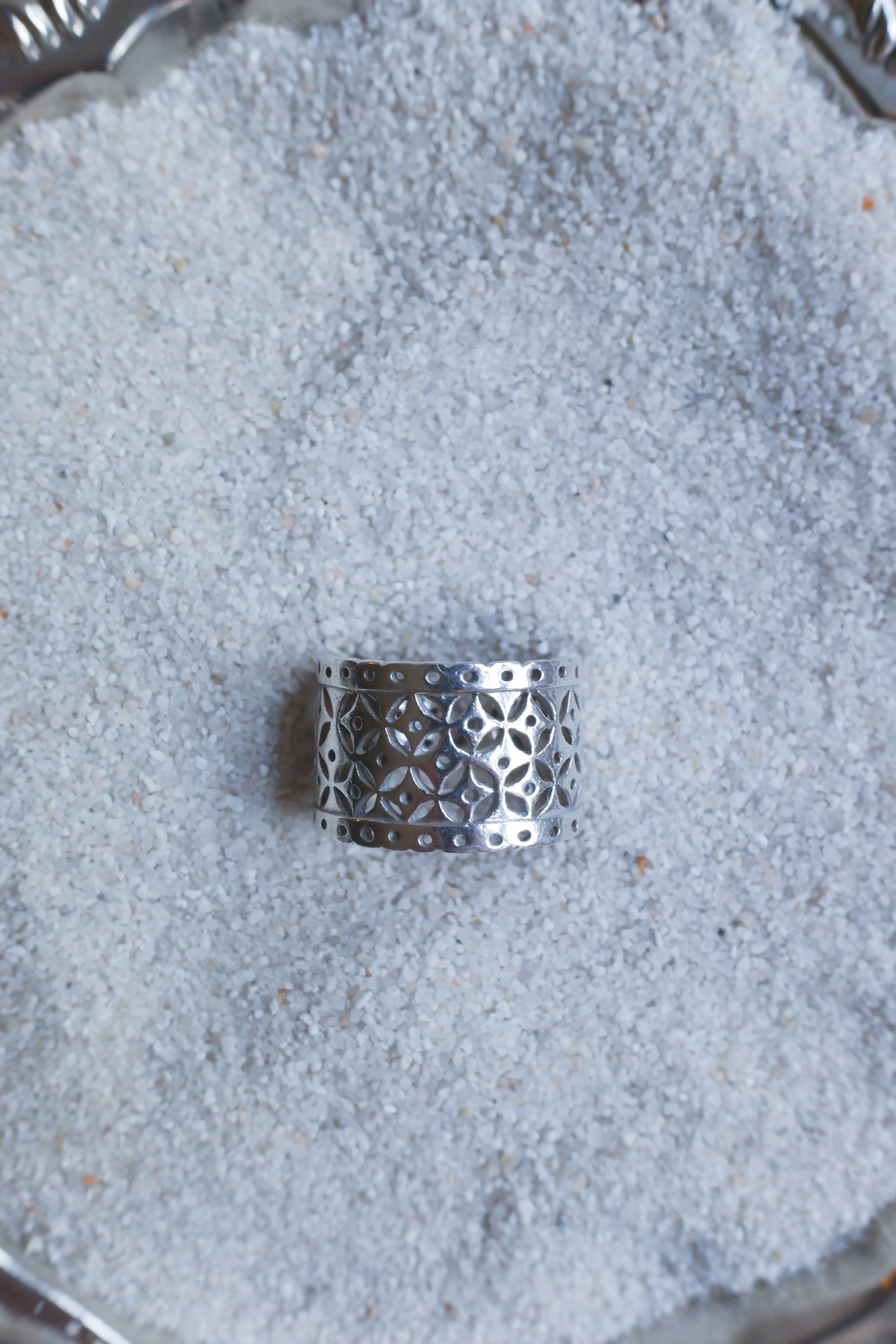 Vintage 純銀雕花古董寬戒