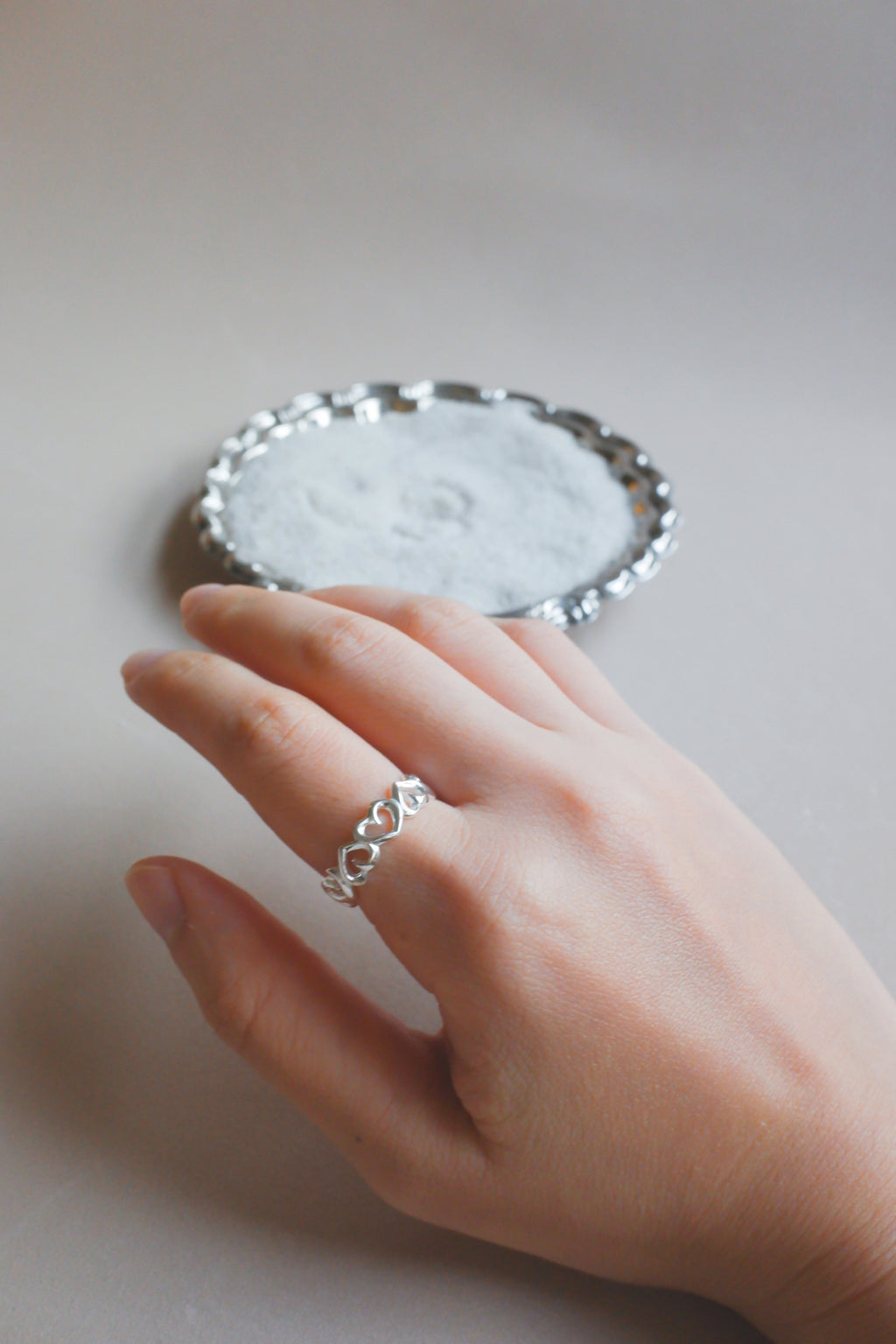 Vintage 純銀心型戒指