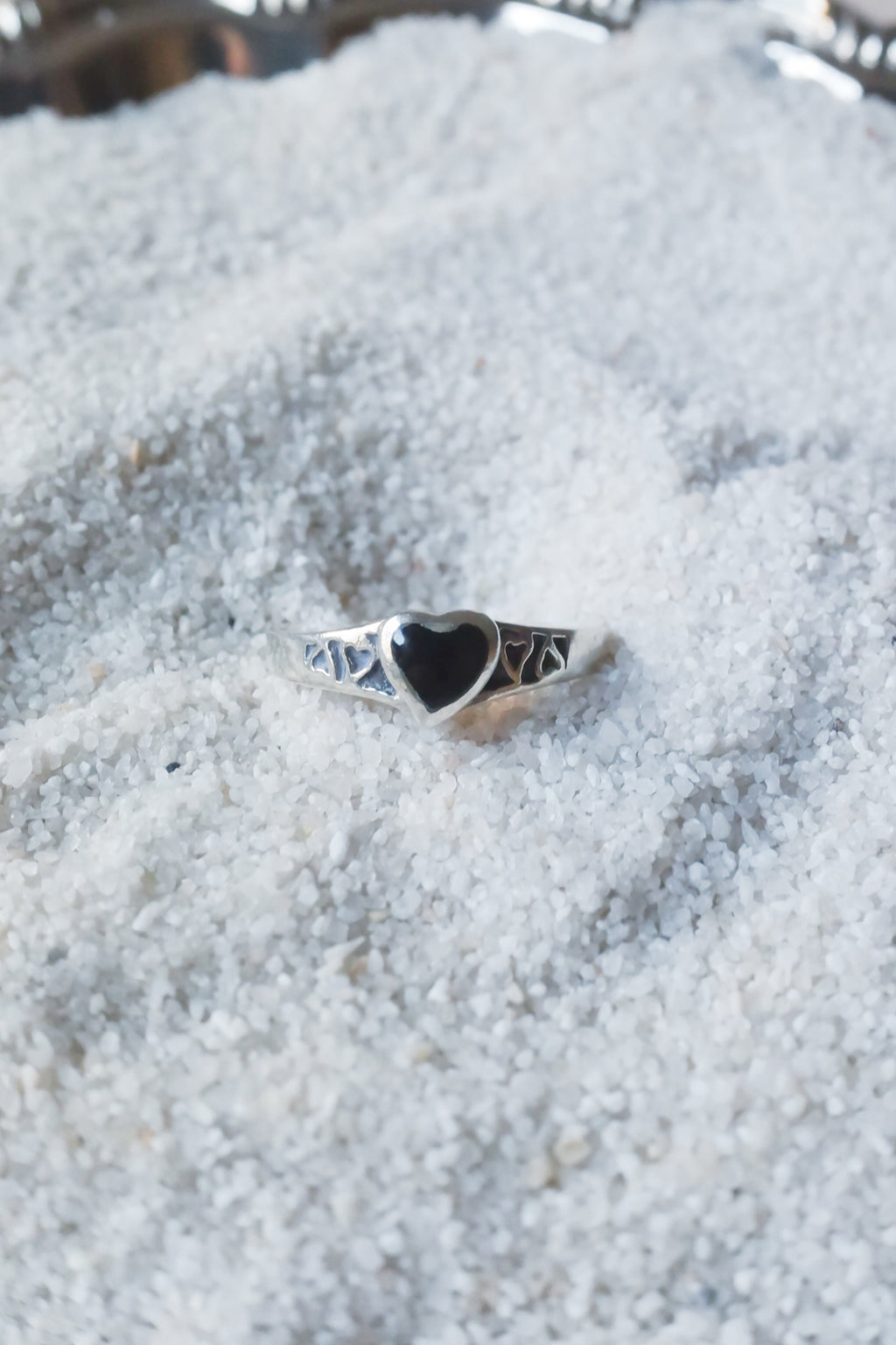 Vintage 黑瑪瑙心形古董戒指