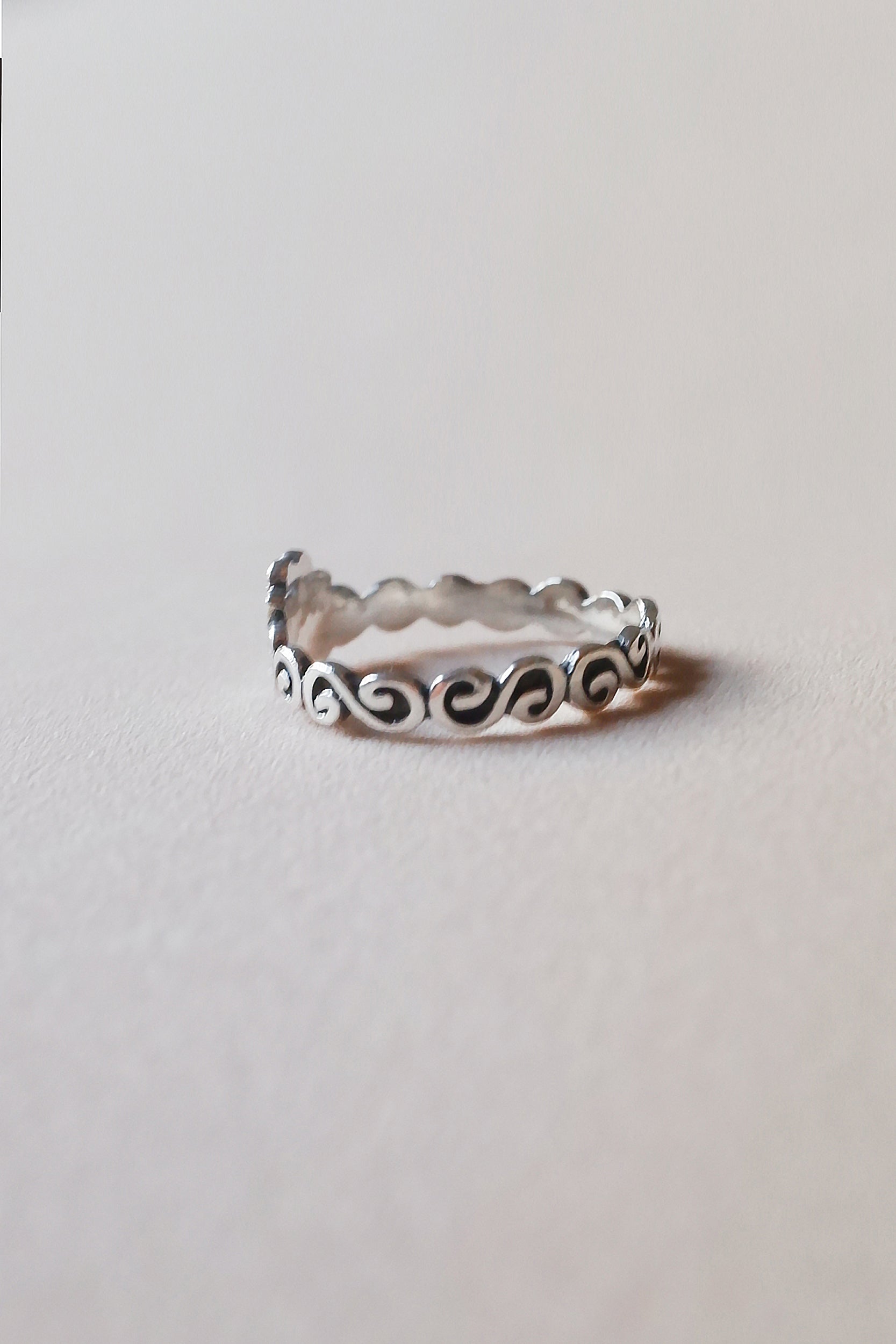 Vintage 純銀捲紋蝴蝶古董戒