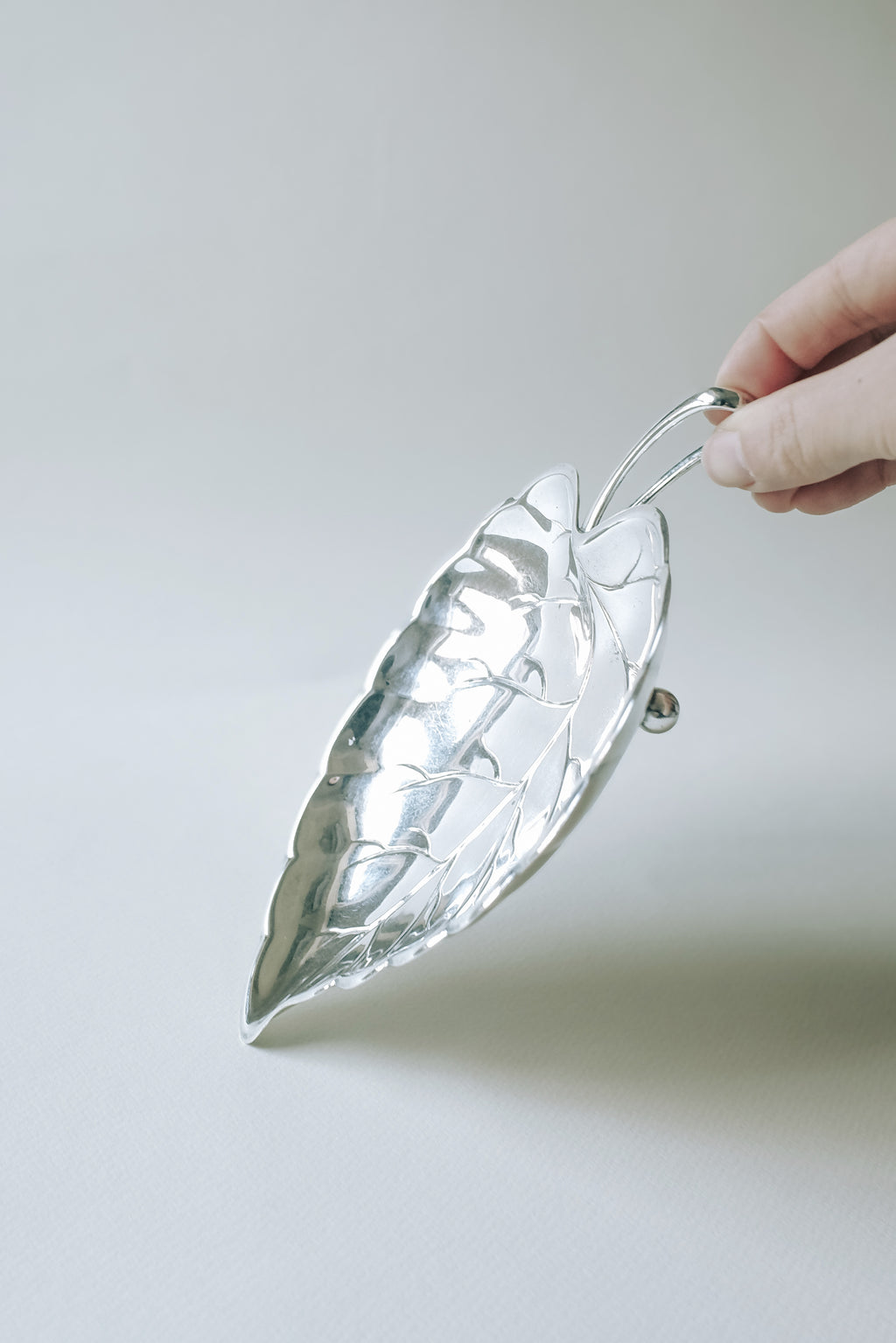 Vintage 葉形古董銀盤