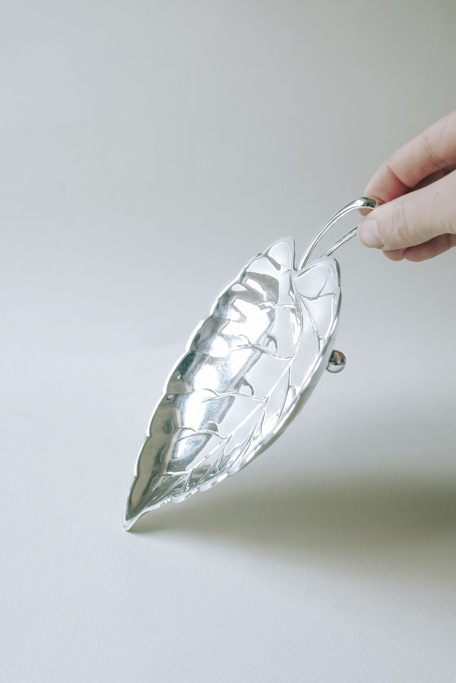 Vintage 葉形古董銀盤