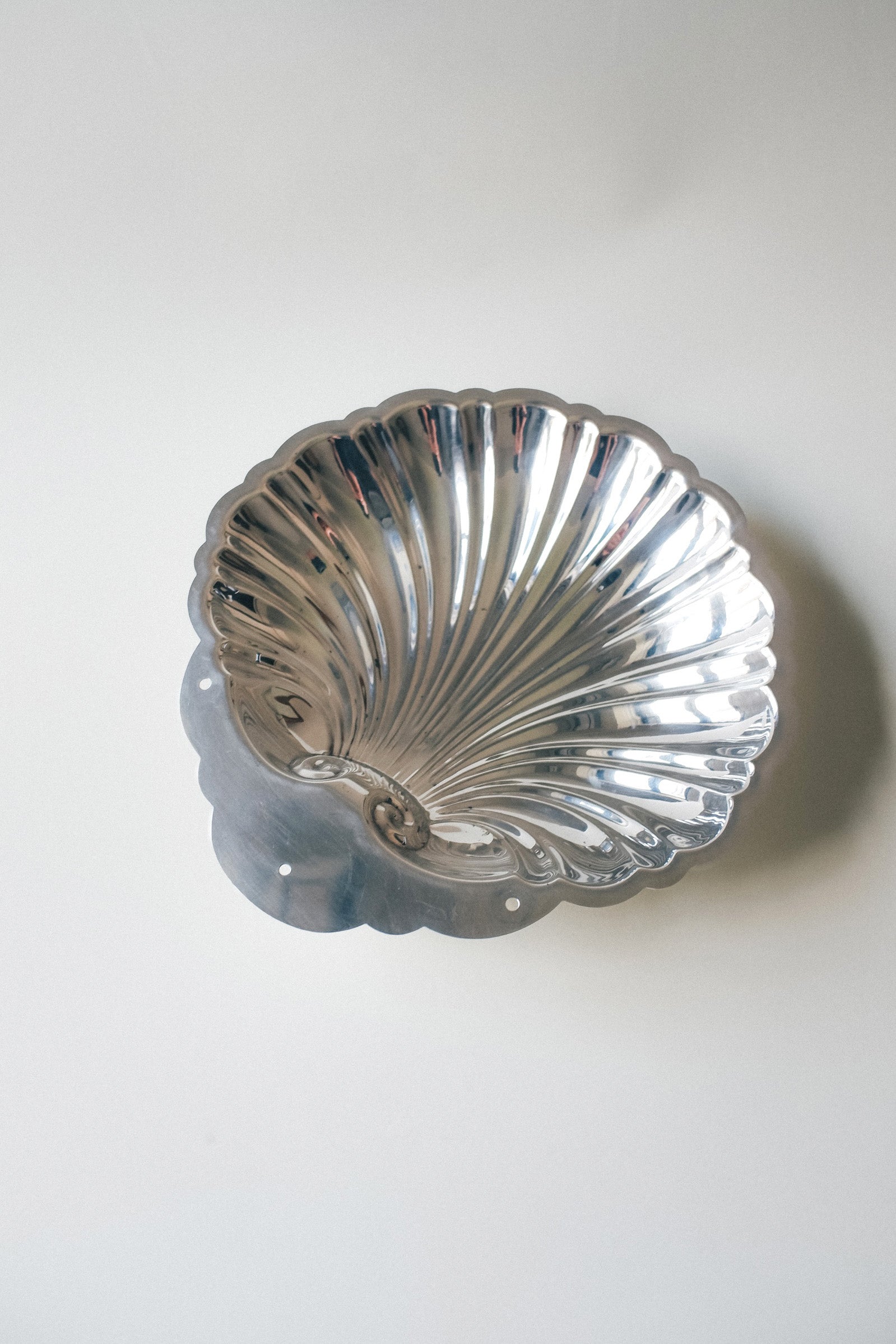 Vintage 貝殼紋腳座古董銀盤