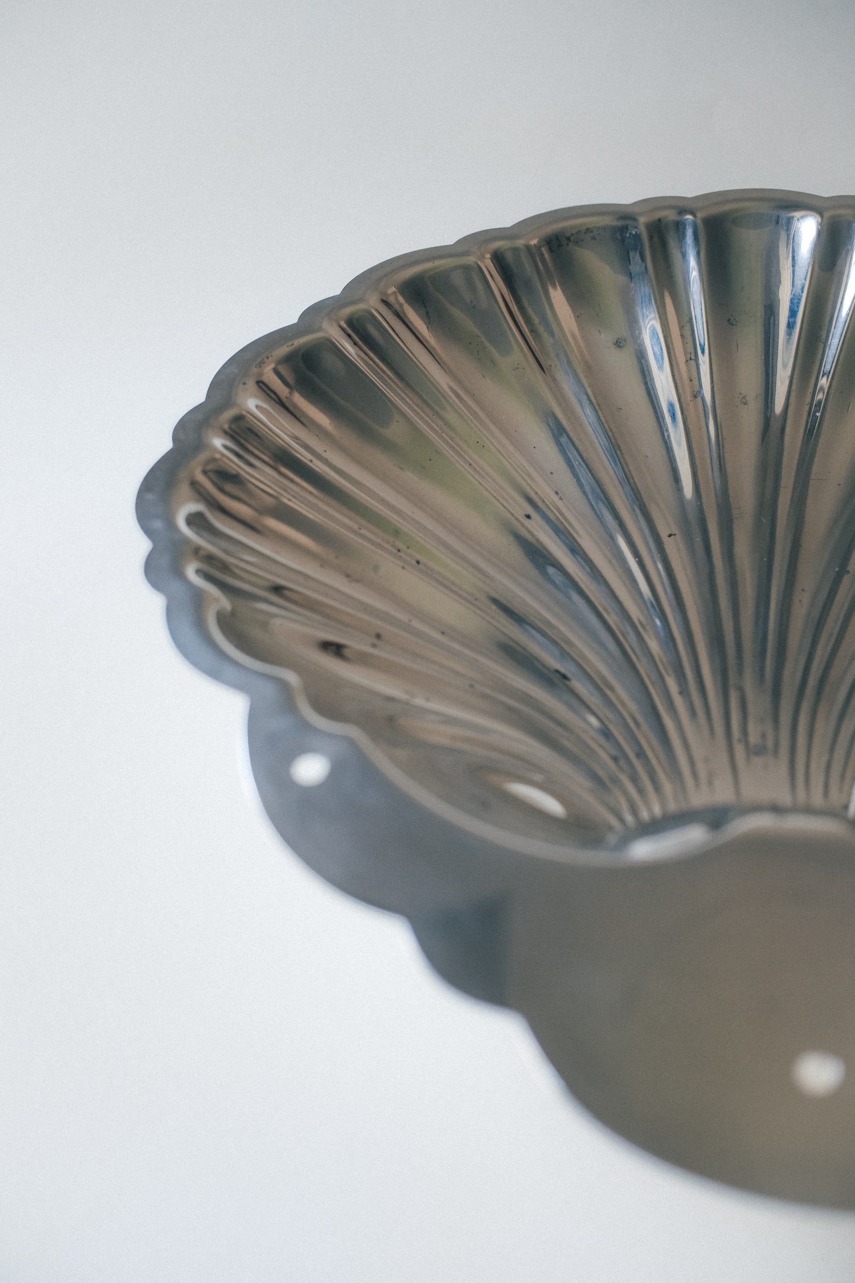 Vintage 貝殼紋腳座古董銀盤